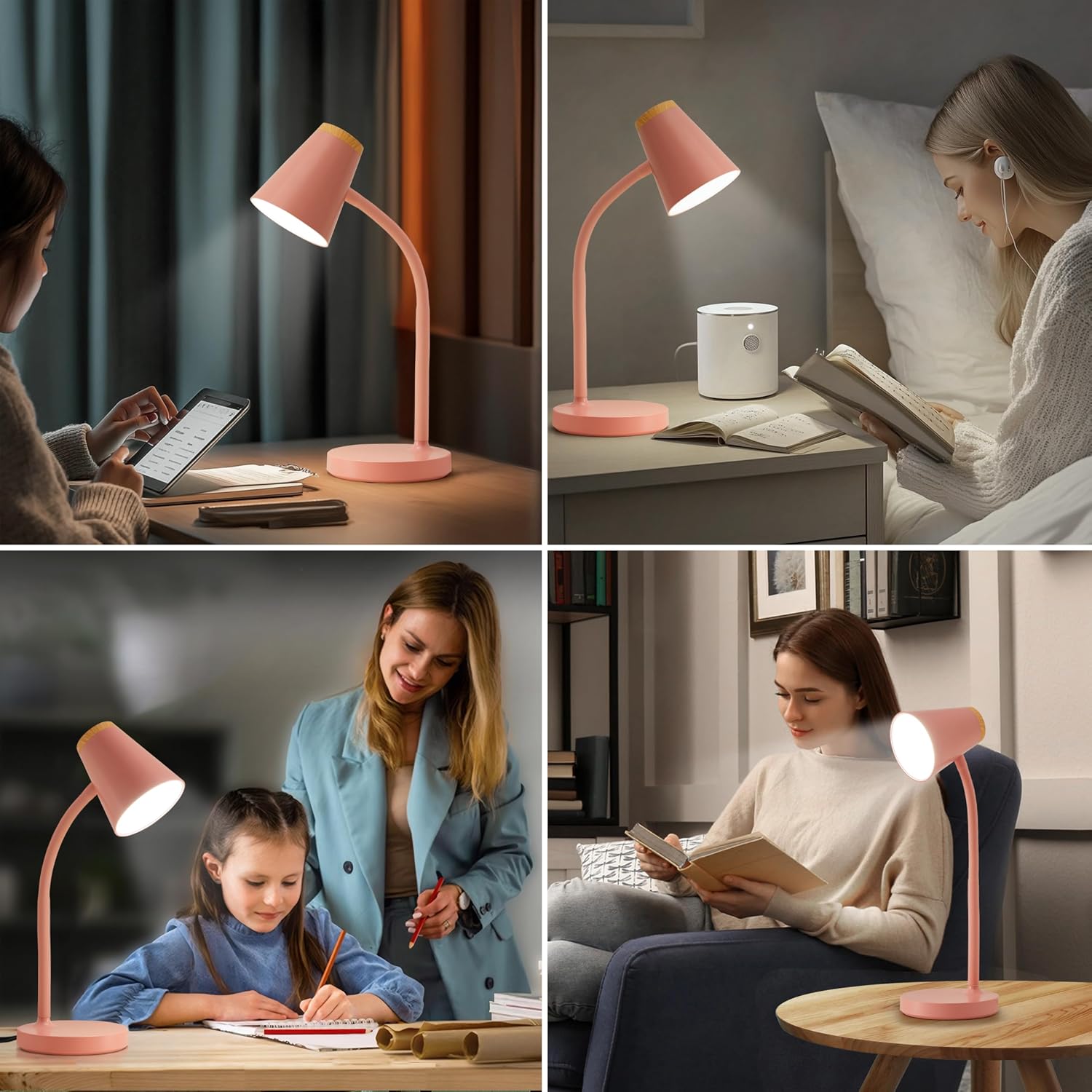 Thumbnail 6 de EJIAXIN PL-0438T LED Desk Lamp, Pink, Touch Dimming and Flexible Gooseneck