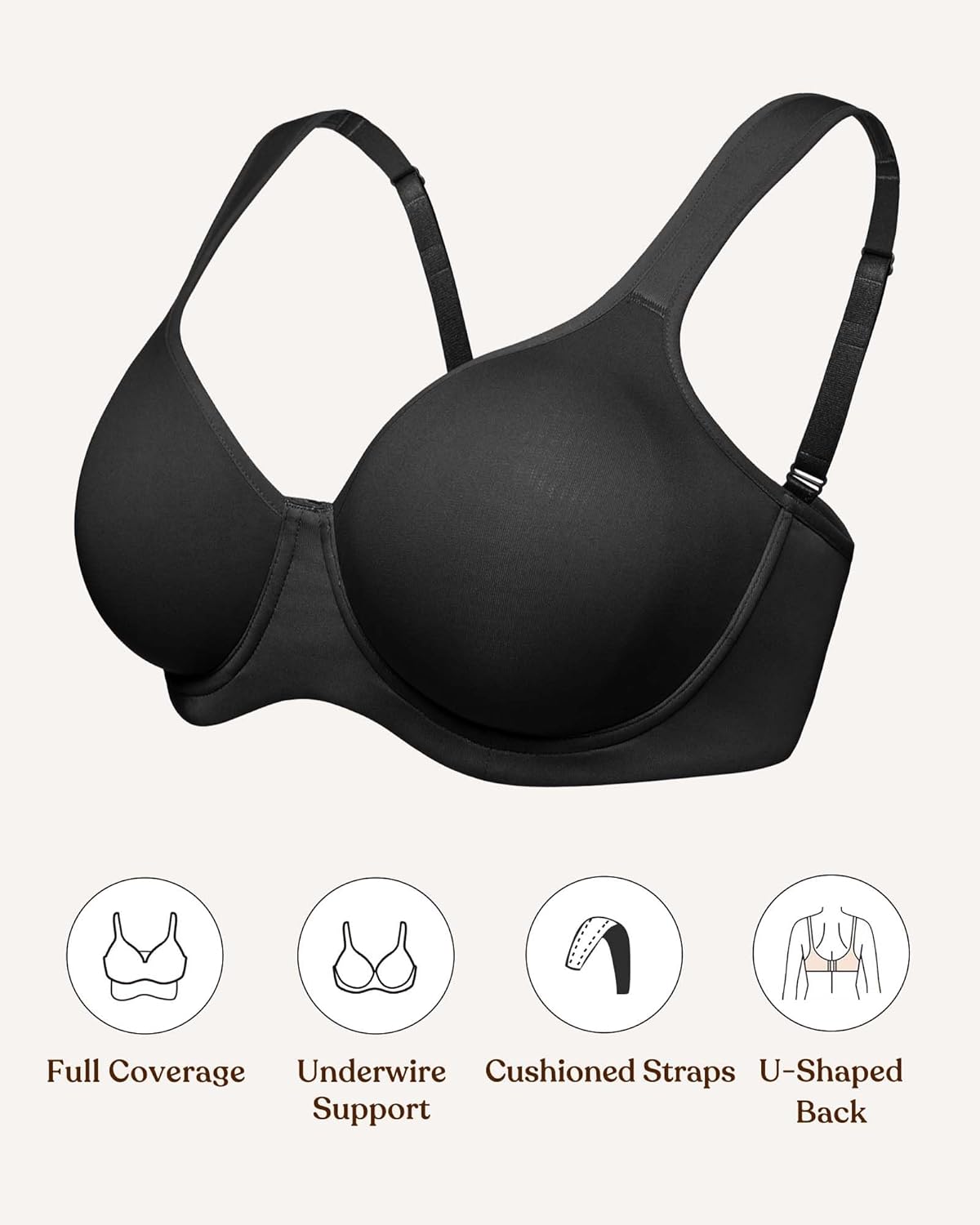 Thumbnail 6 de HSIA Women’s Minimizer Full Coverage T-Shirt Bra (Plus Size), Seamless Unlined Underwire Cups