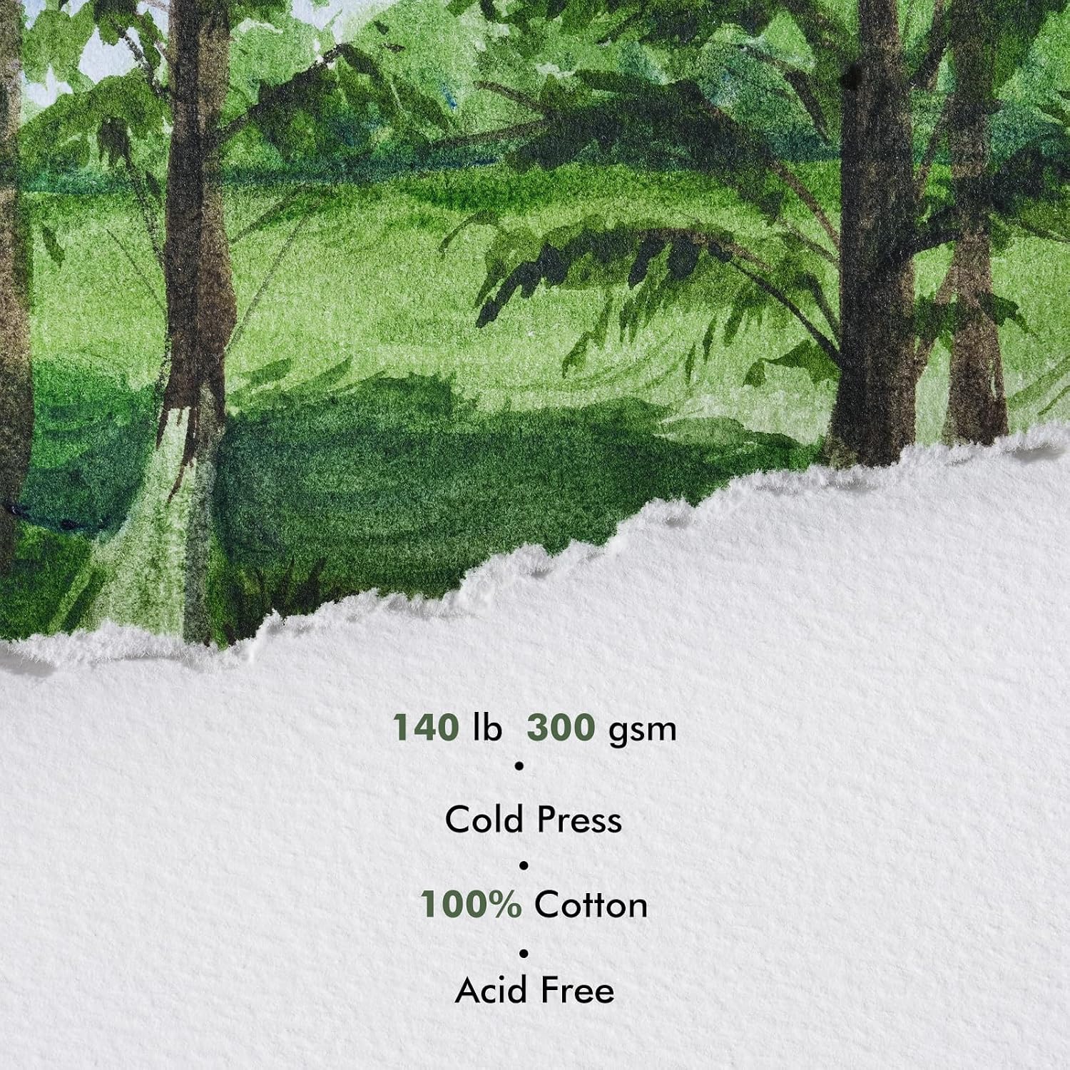 Thumbnail 2 de Fuumuui 30 Sheets Watercolour Journal – 7.6 x 7.6 in (19.3 x 19.3 cm) 100% Cotton Cold Pressed Paper