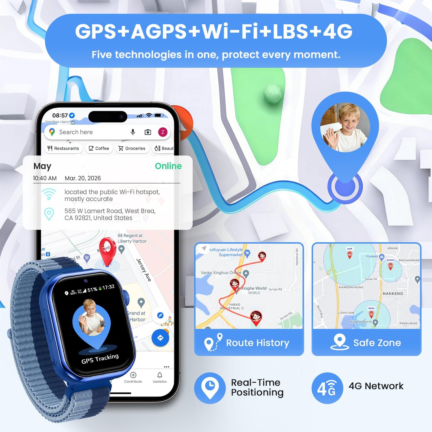 Thumbnail 3 de BANLVS 4G Smartwatch Bambini: GPS, videochiamate, SOS e modalità scuola
