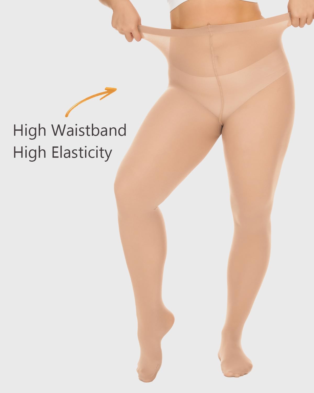 Detalle 2 de DUCMODA collant taglie forti curvy con rinforzo in microfibra morbida e vita alta (XL–4XL)