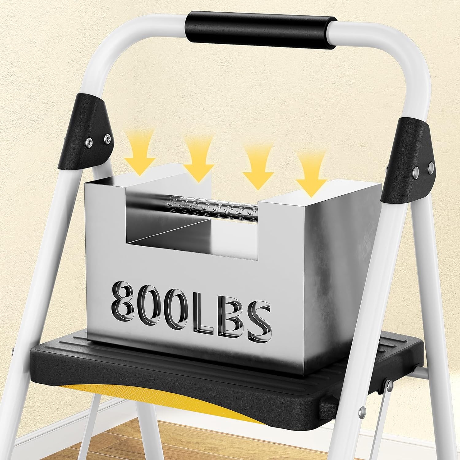 Thumbnail 5 de Urackify Escabeau pliable 4 marches 150 kg avec verrouillage de sécurité