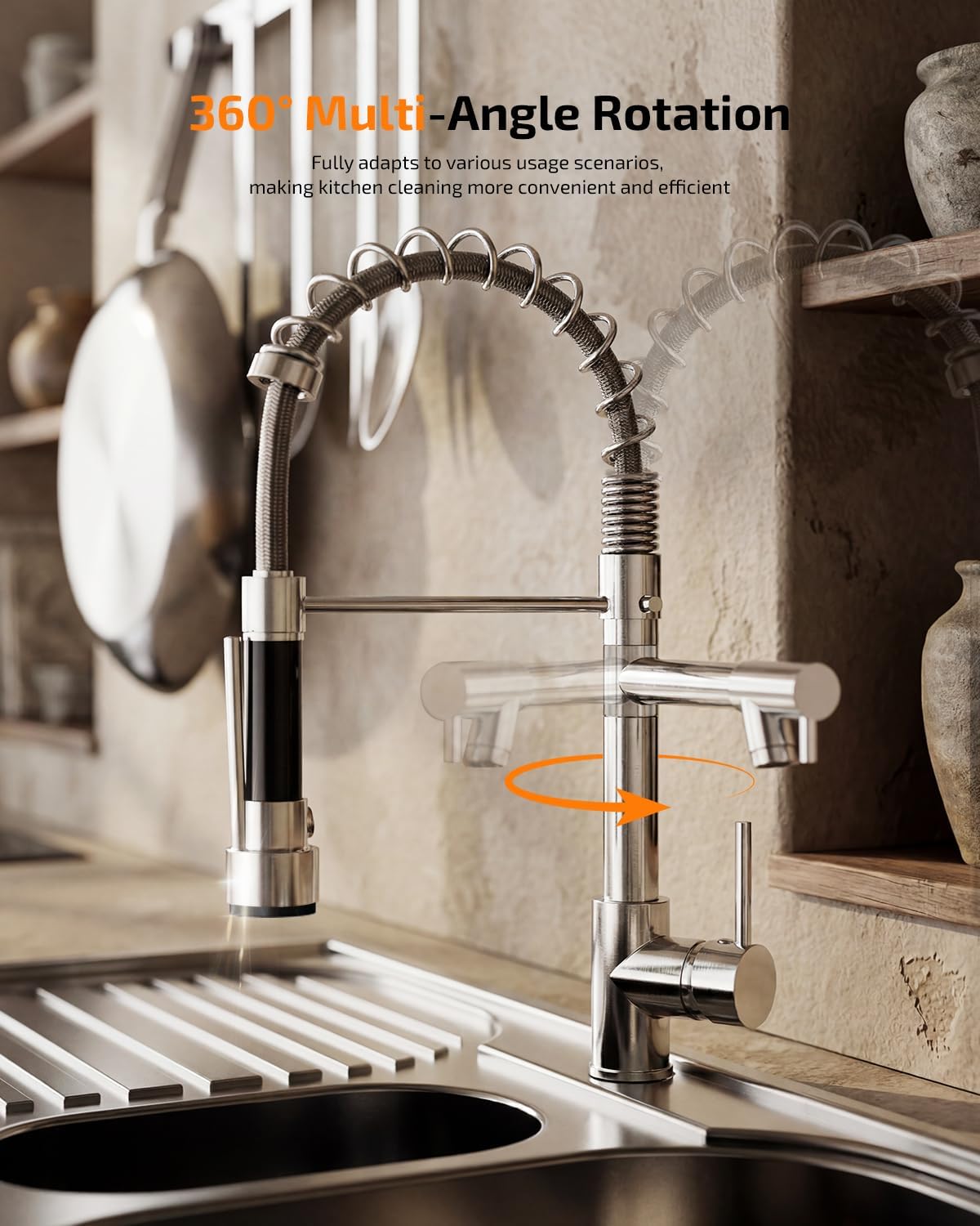 Detalle de Cobbe kitchen tap 360° swivel chrome
