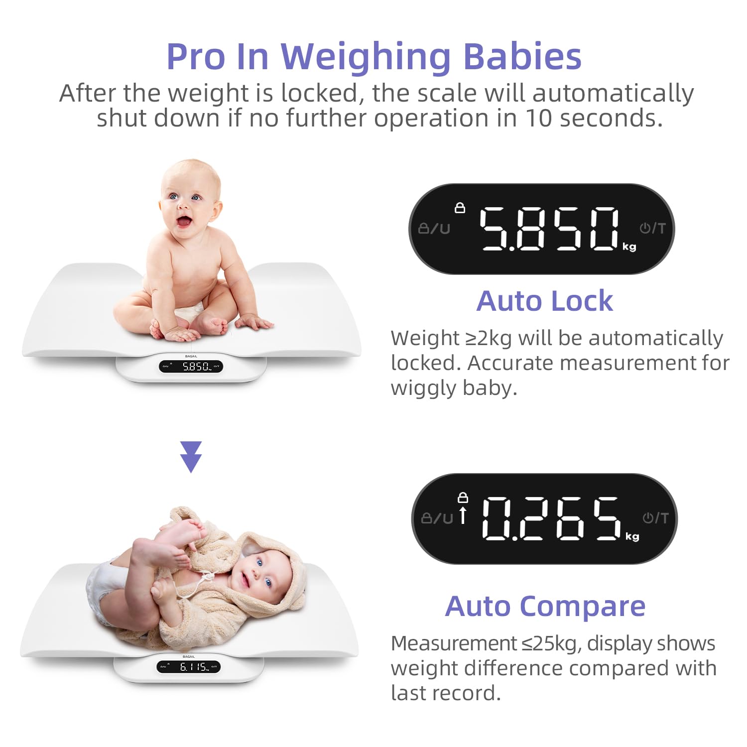 Thumbnail 2 de BAGAIL Baby Scale 180kg digital weighing scale