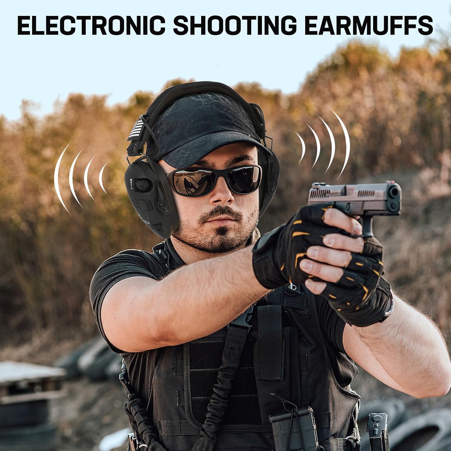Detalle 2 de Floriogra 2-Pack Electronic Shooting Ear Muffs, 5X Sound Amplification, NRR 26 dB