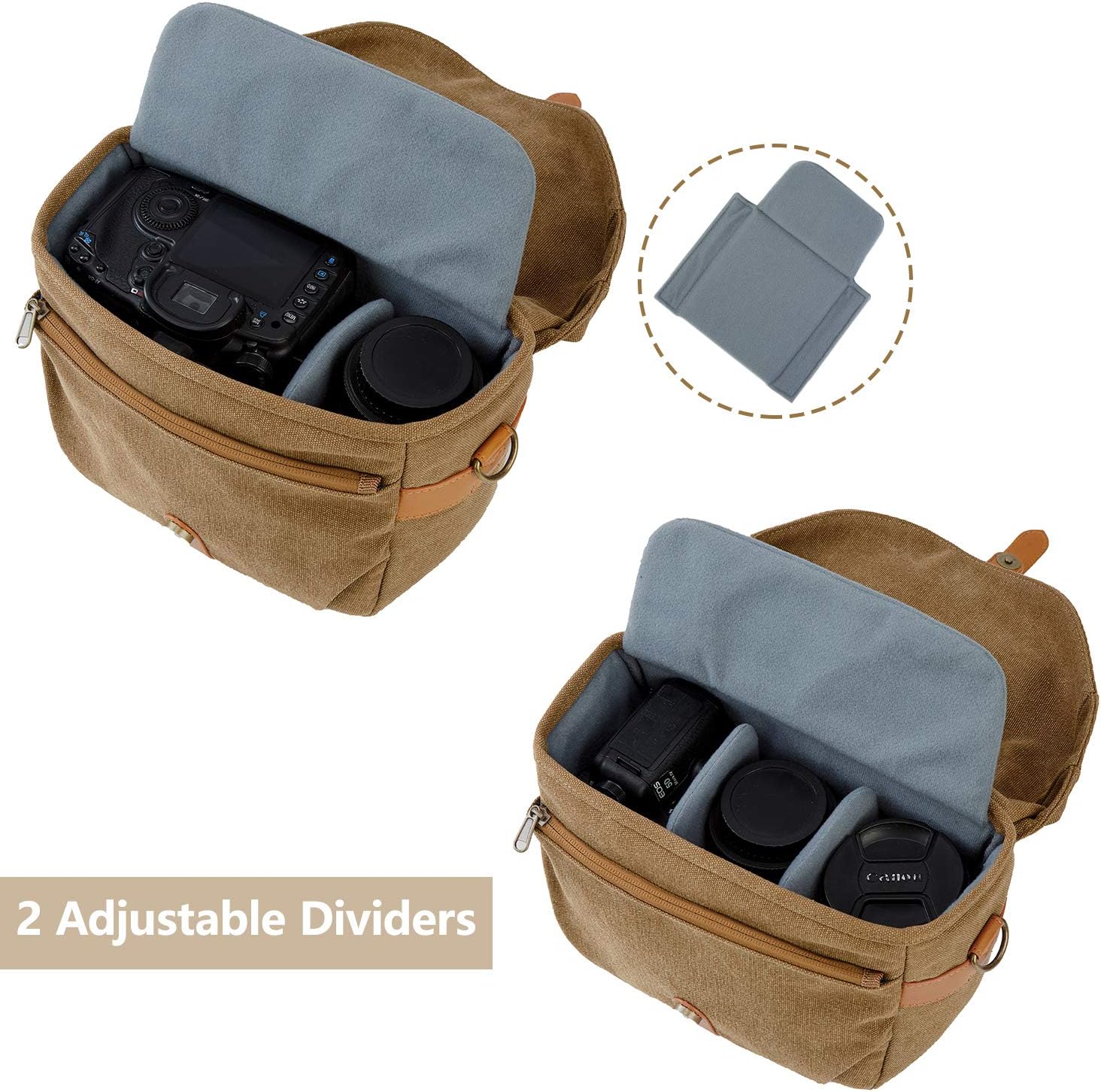 Thumbnail 2 de bagsmart Canvas Camera Bag for DSLR & Lenses with Rain Cover