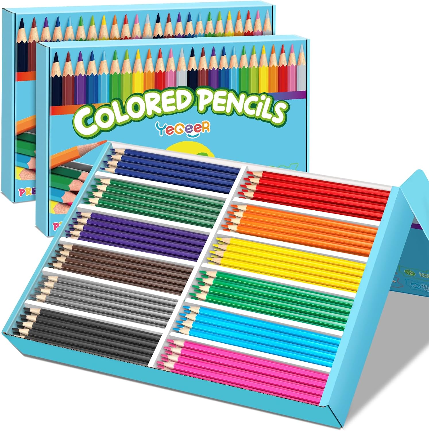 Detalle de YEGEER 288-Count Colored Pencils Bulk (12 Assorted Colors), Pre-sharpened Set