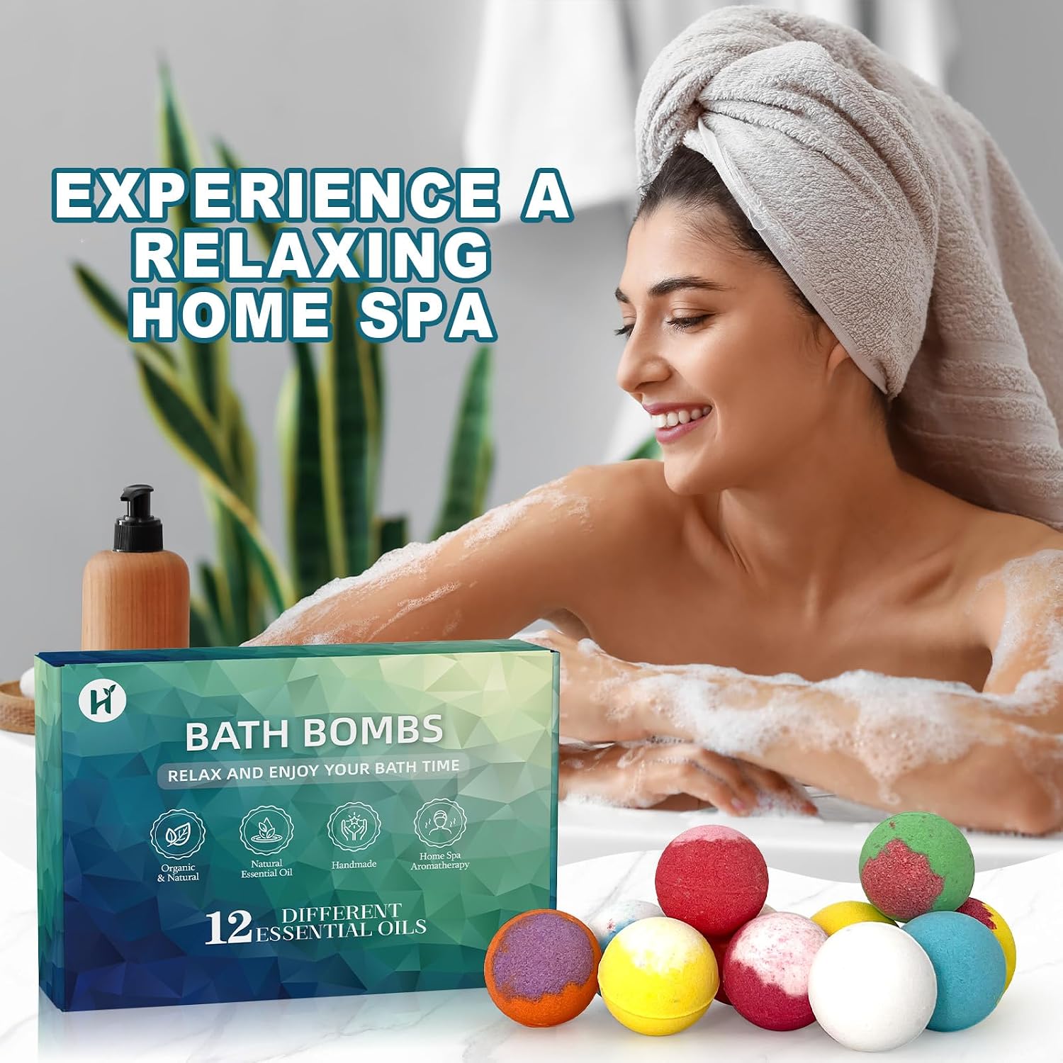 Detalle de HAISHAN SHOWER 12-Pack Bath Bombs with Shea Butter and 12 Scents