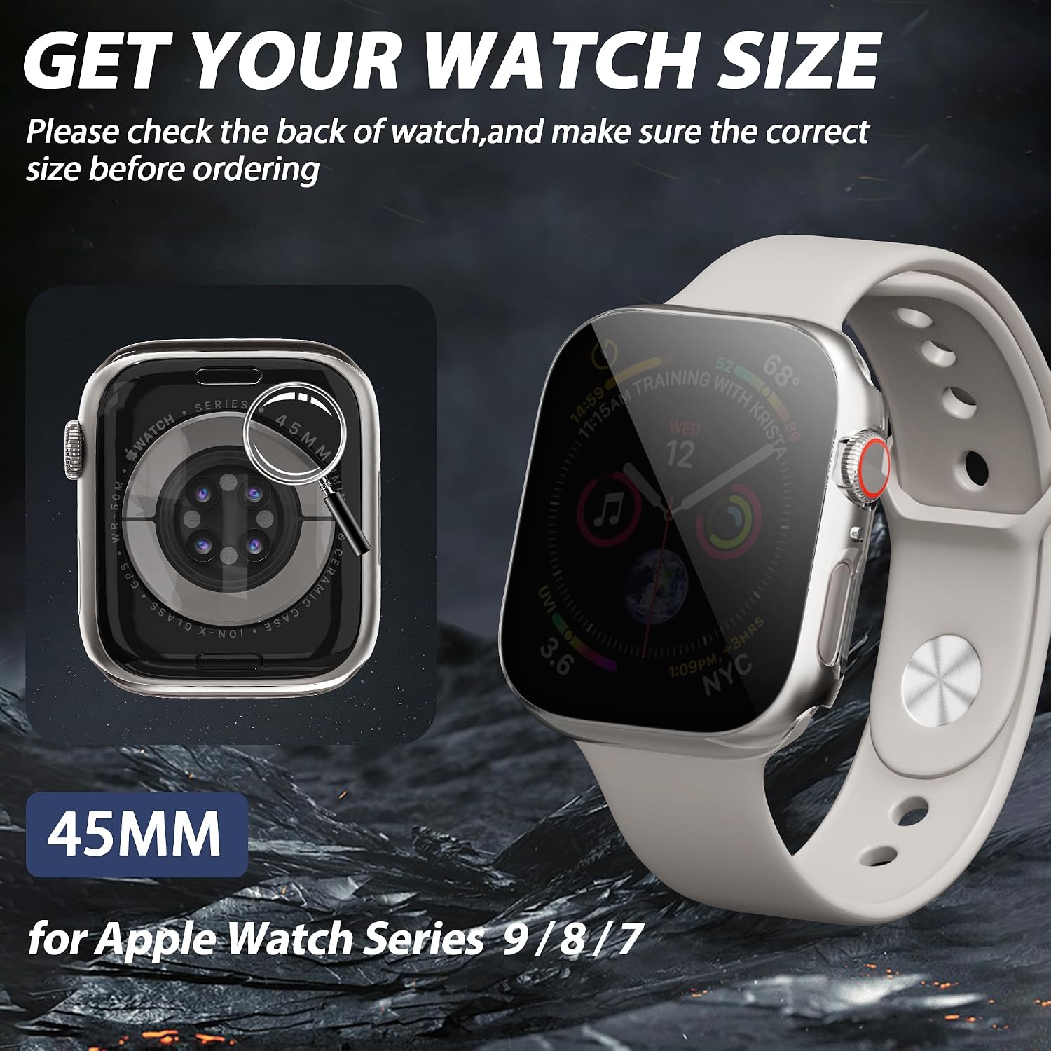 Detalle de Apple Watch privacy screen case 45mm