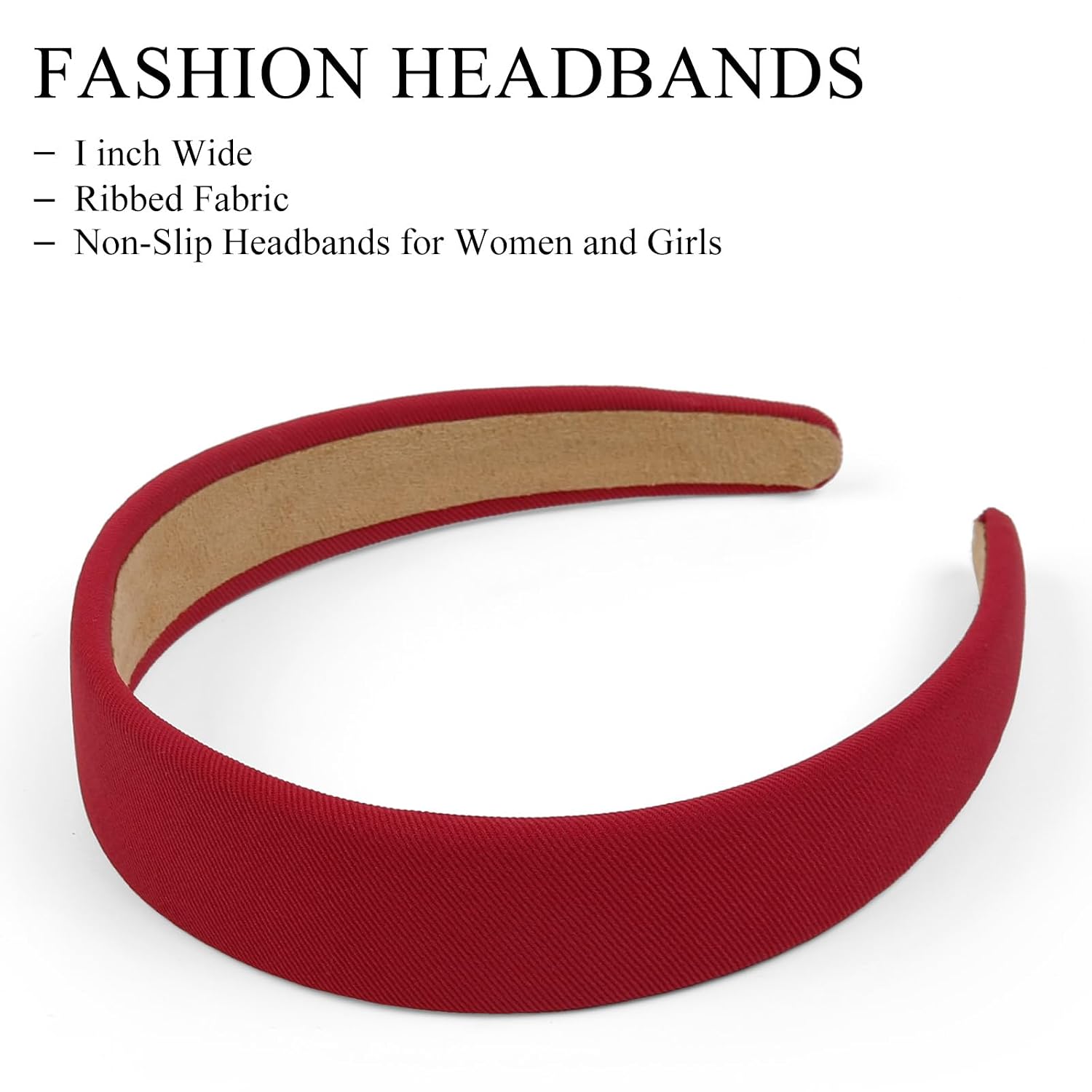 Detalle de Huachi Women's Headbands, 4-Pack, 1-Inch Wide Elastic Non-Slip Bands