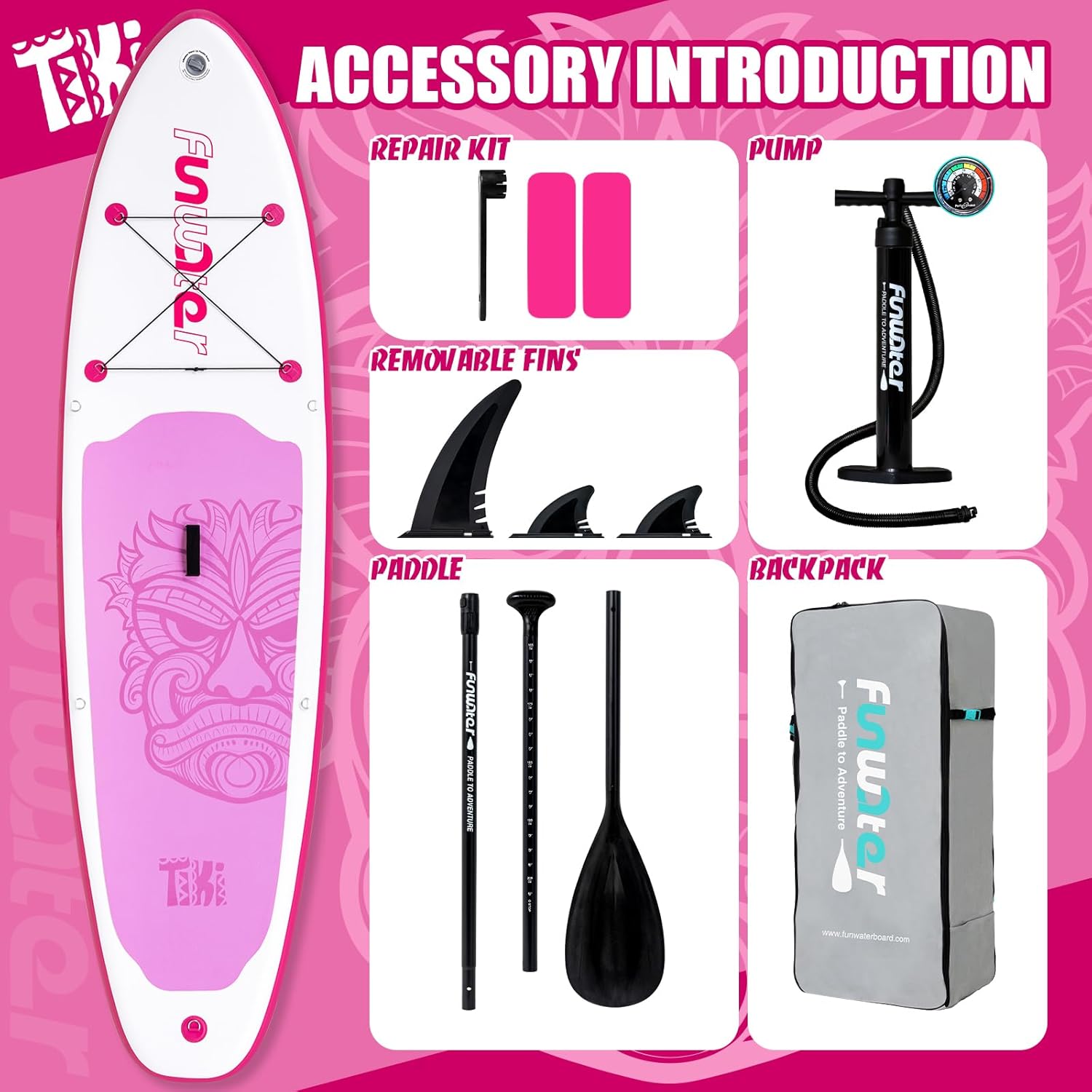 Thumbnail 3 de FunWater Inflatable Ultra-Light Stand Up Paddle Board with Non-Slip Deck & Premium SUP Accessories