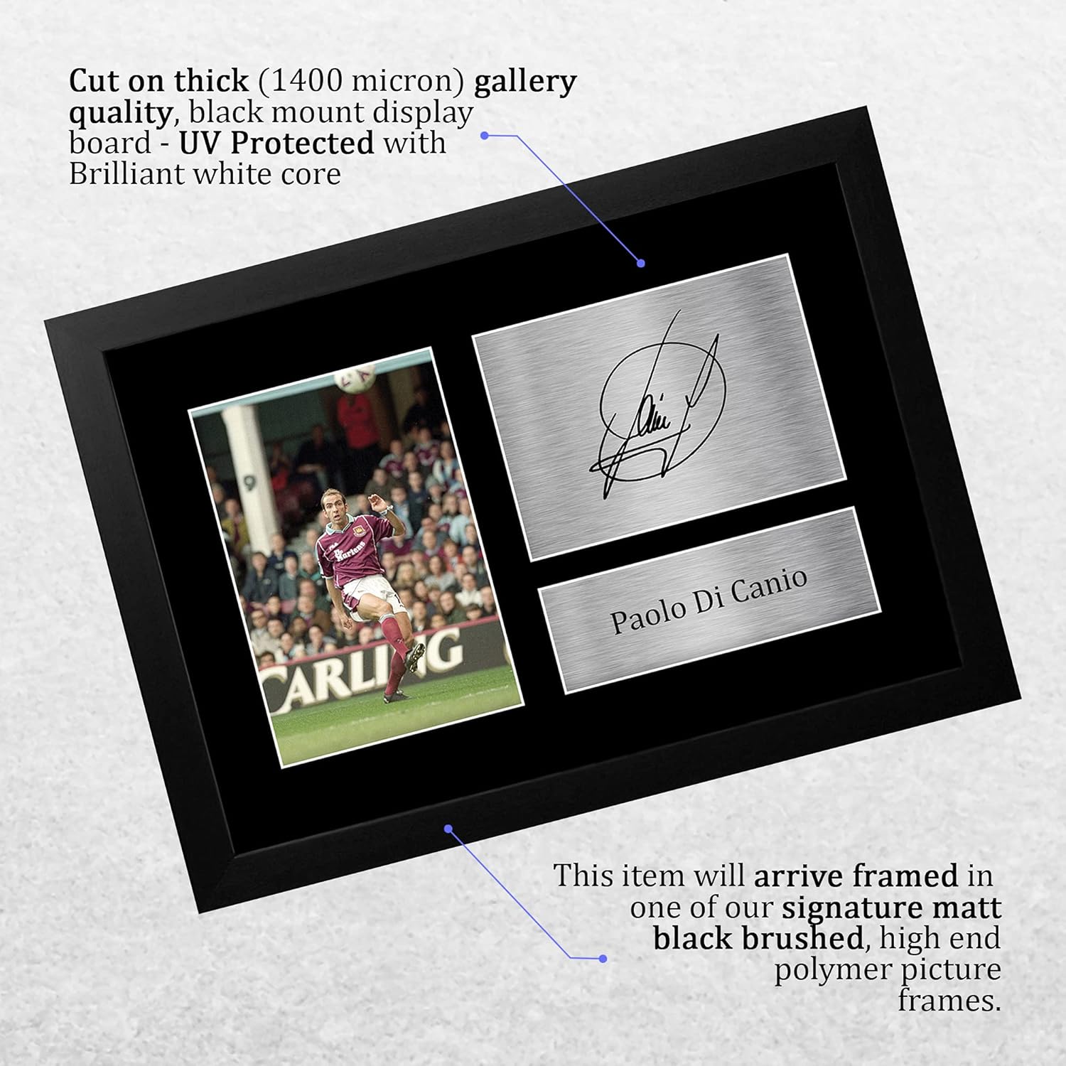 Thumbnail 2 de HWC Trading FR Paolo Di Canio signed framed A4 photo print gift (West Ham United)