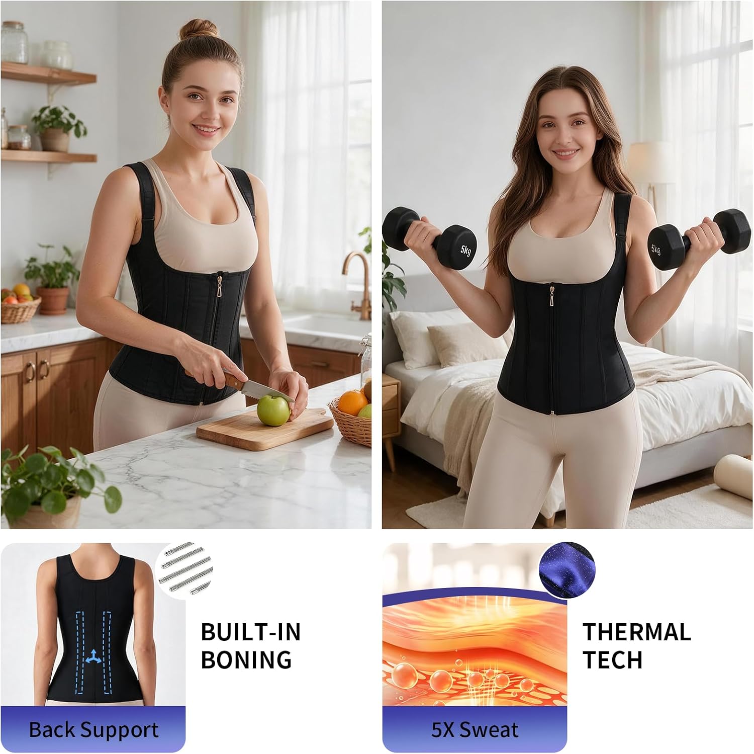 Detalle 1 de MORECOO Women's Waist Trainer with Sauna Liner
