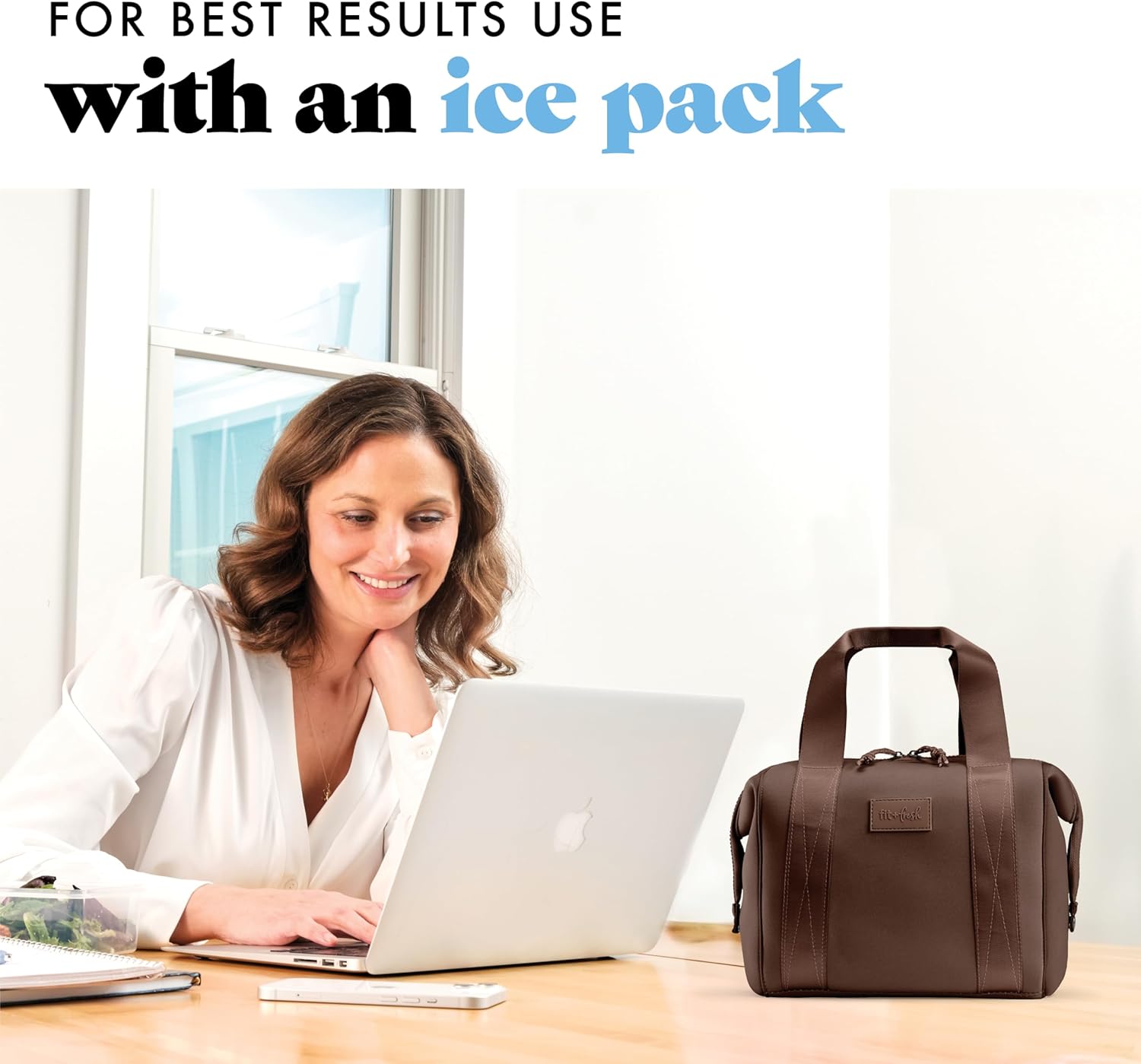 Thumbnail 1 de Fit & Fresh Remi Women’s Neoprene Lunch Bag (Chocolate) with Containers & Ice Pack