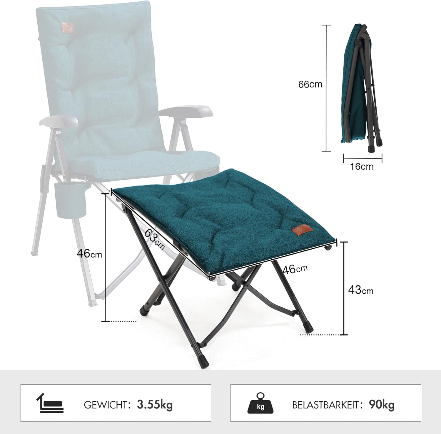Thumbnail 2 de EVER ADVANCED Fußhocker Klappbar 47 cm