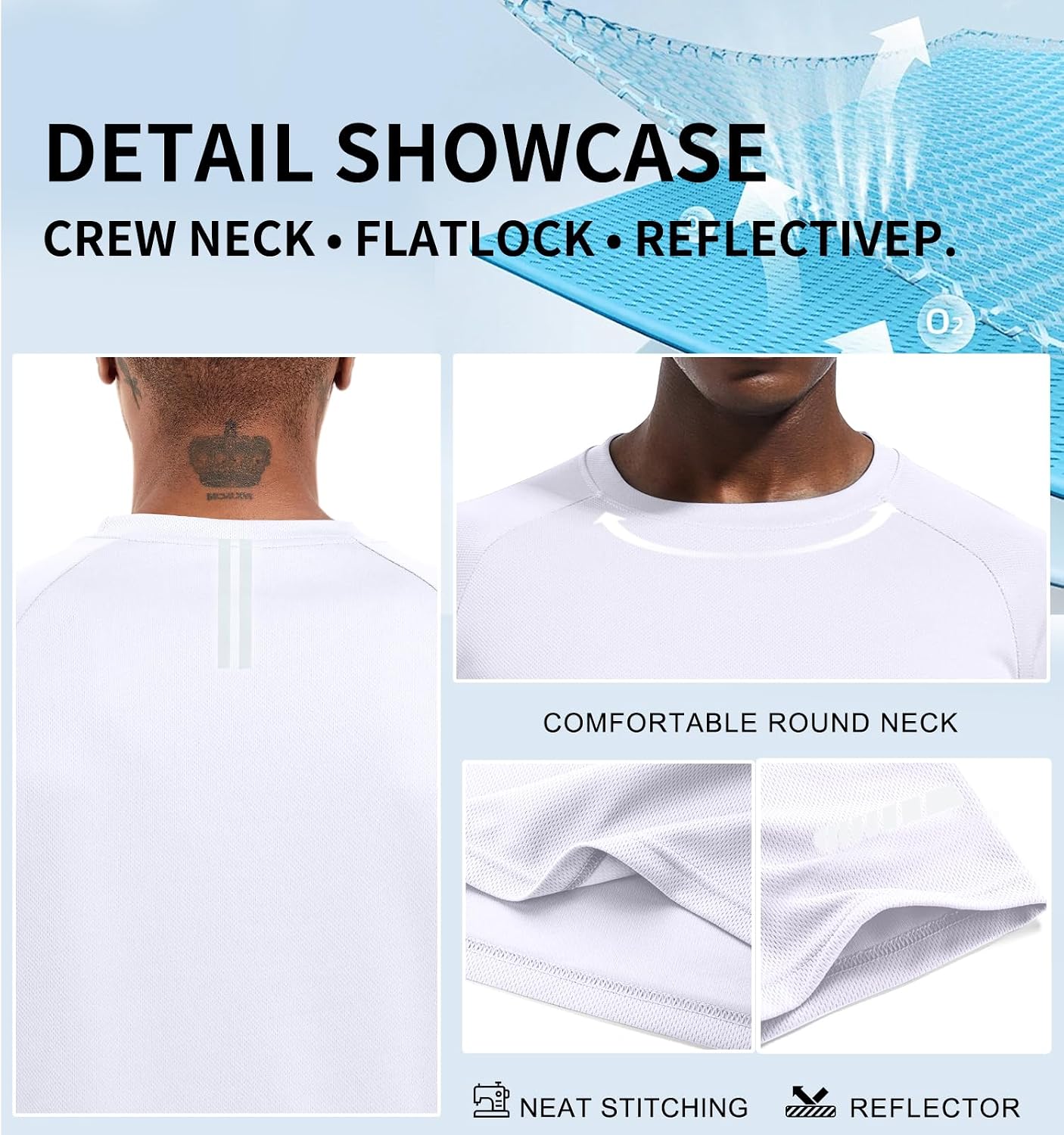 Detalle de Holure Men's Quick-Dry Sportswear T-Shirts: Breathable, Moisture-Wicking 4-Way Stretch Tops
