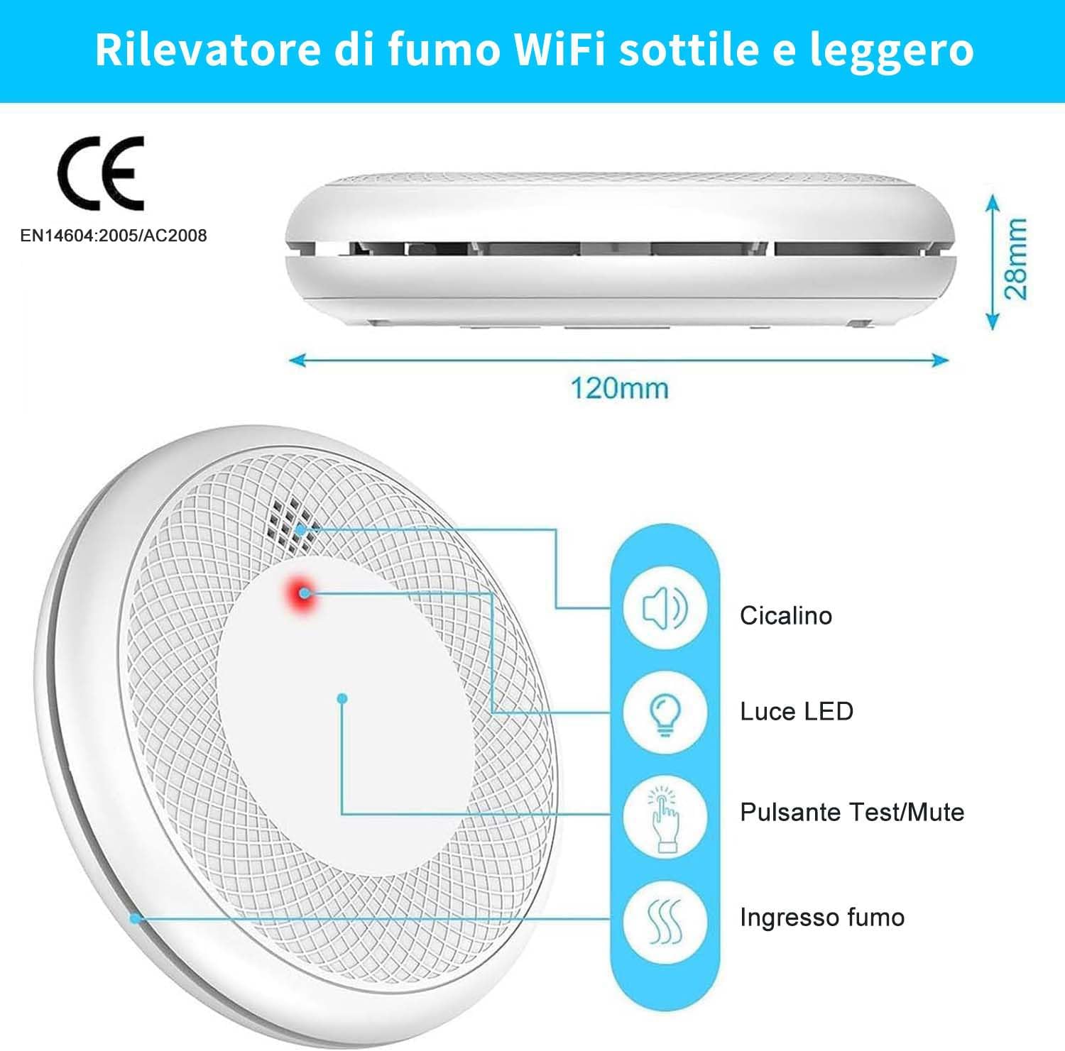 Detalle 2 de Rilevatore di Fumo WiFi 40 m²