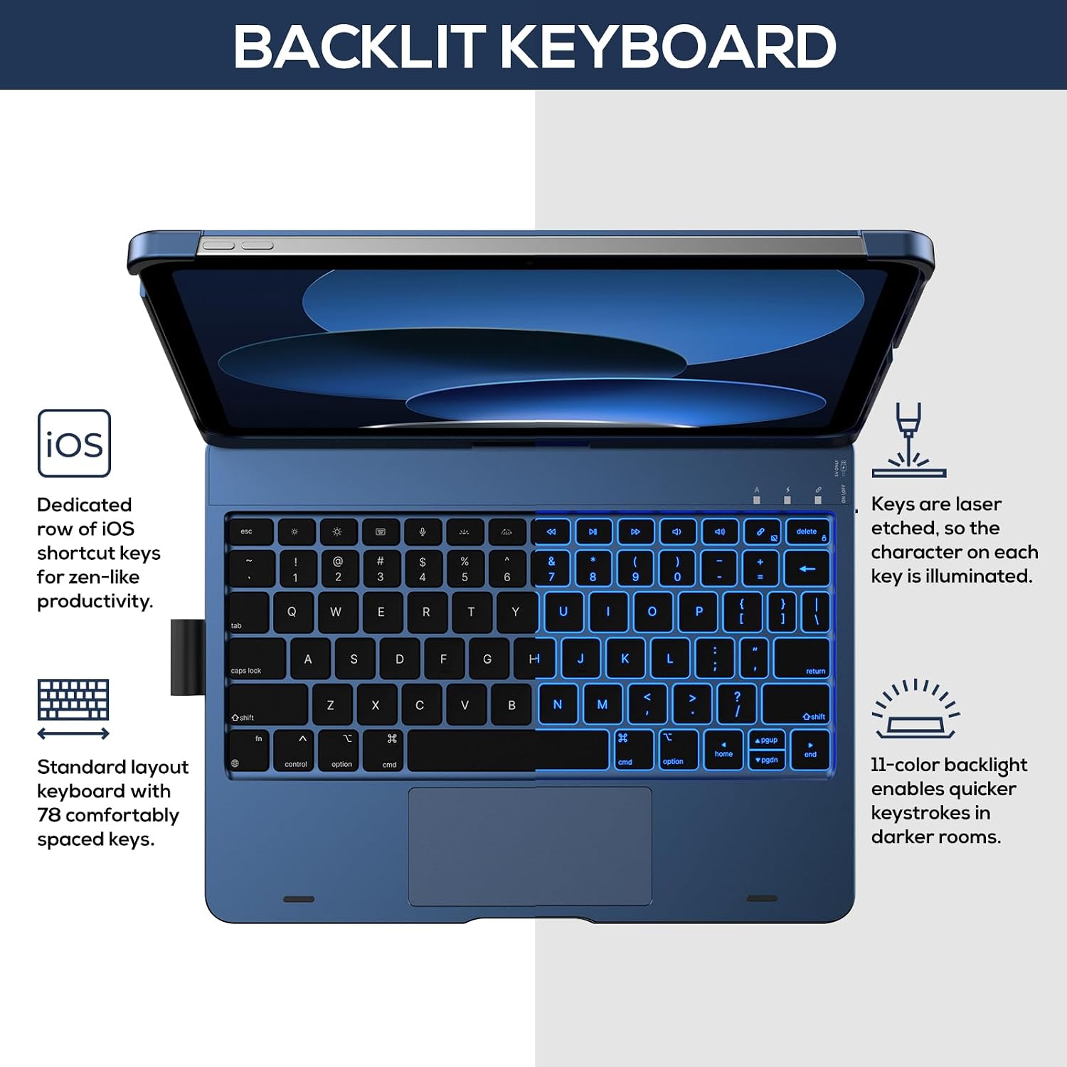 Detalle 2 de typecase KB201T-100 Touch Keyboard Case for iPad with 360° Hinge and Trackpad