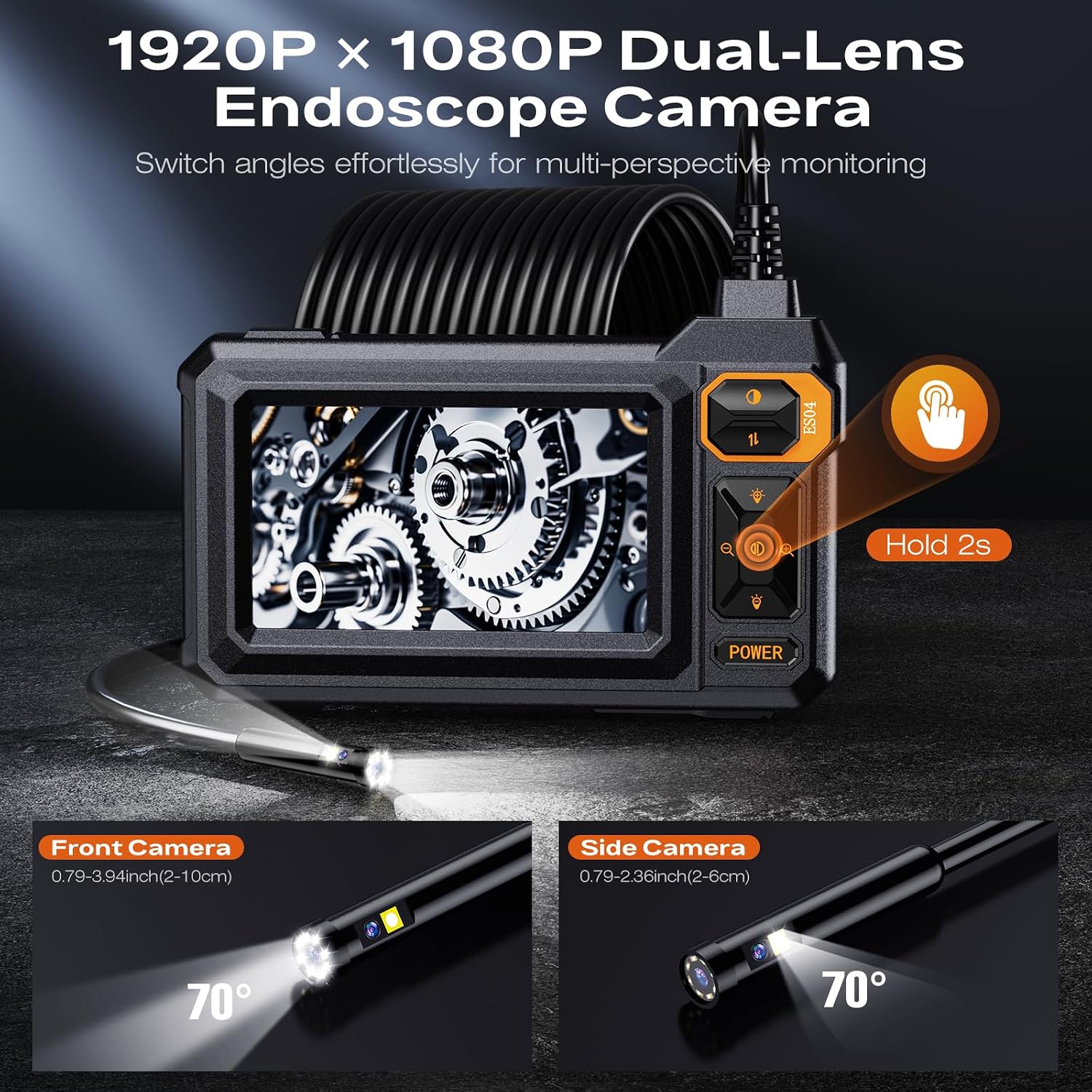 Thumbnail 2 de Endoscope Inspection Camera Dual Lens with 4.3" IPS Screen – 1080P Borescope, 5m Cable, IP67