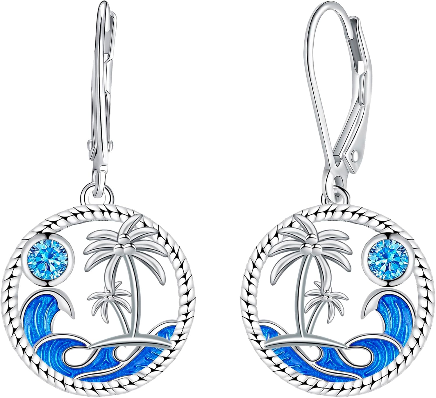 Detalle de Micory Femme – Boucles d’oreilles pendantes en Argent Sterling 925 avec oxyde de zirconium