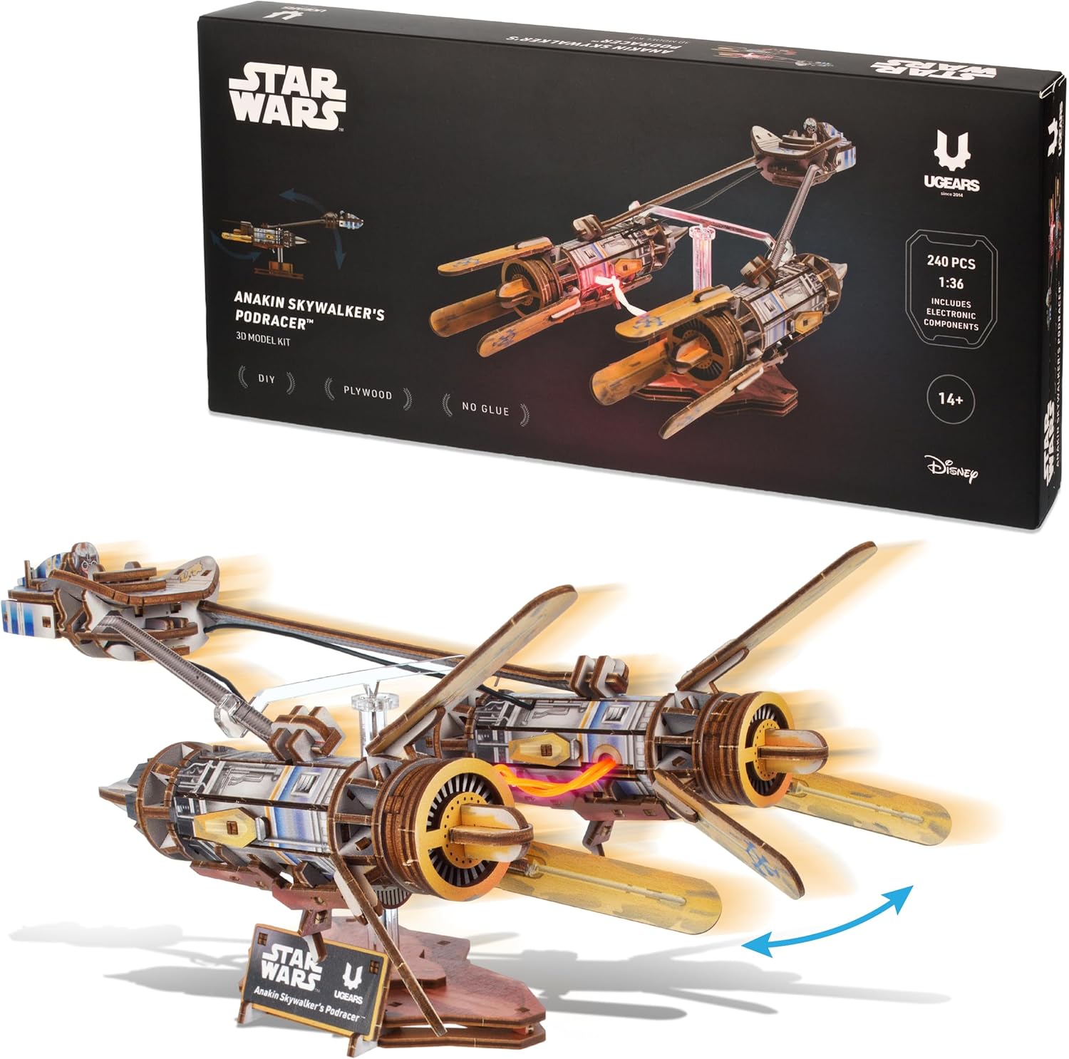 Detalle de UGEARS Star Wars Anakin Skywalker’s Podracer – 3D Wooden Puzzle for Adults