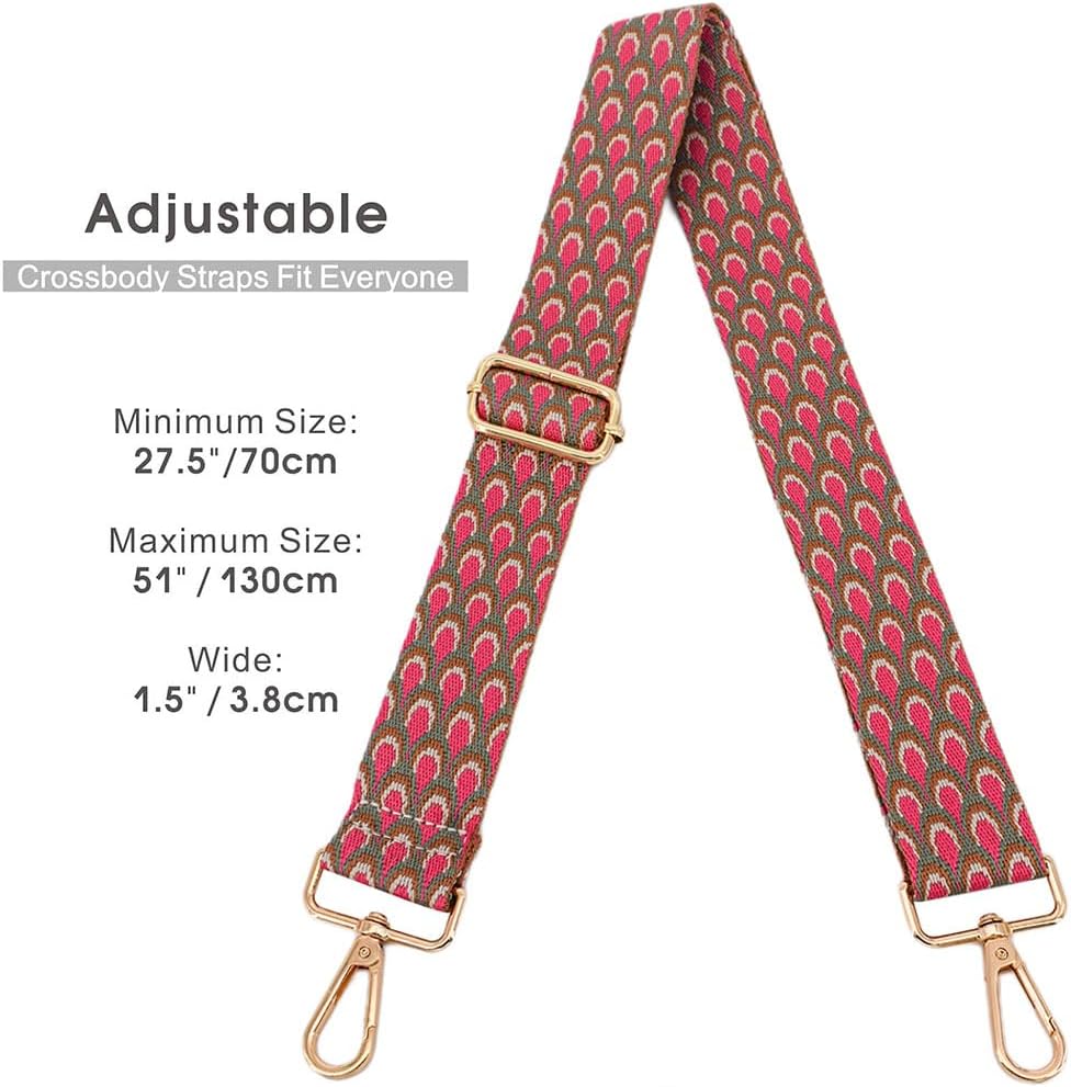 Detalle de ROYGBCP Replacement Purse Strap: Adjustable Wide Canvas Crossbody Shoulder Strap for Women