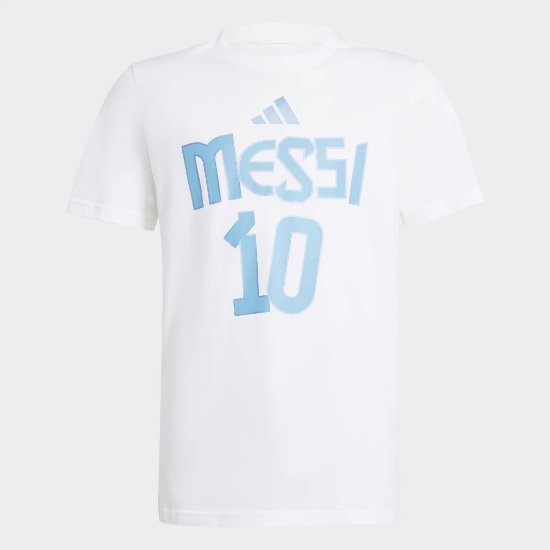 Detalle 2 de Adidas camiseta infantil Messi Name and Number Graphic blanca