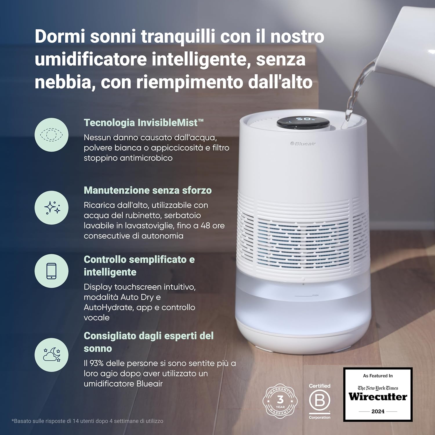 Detalle 2 de BLUEAIR Umidificatore Intelligente 3.5 L đź’§