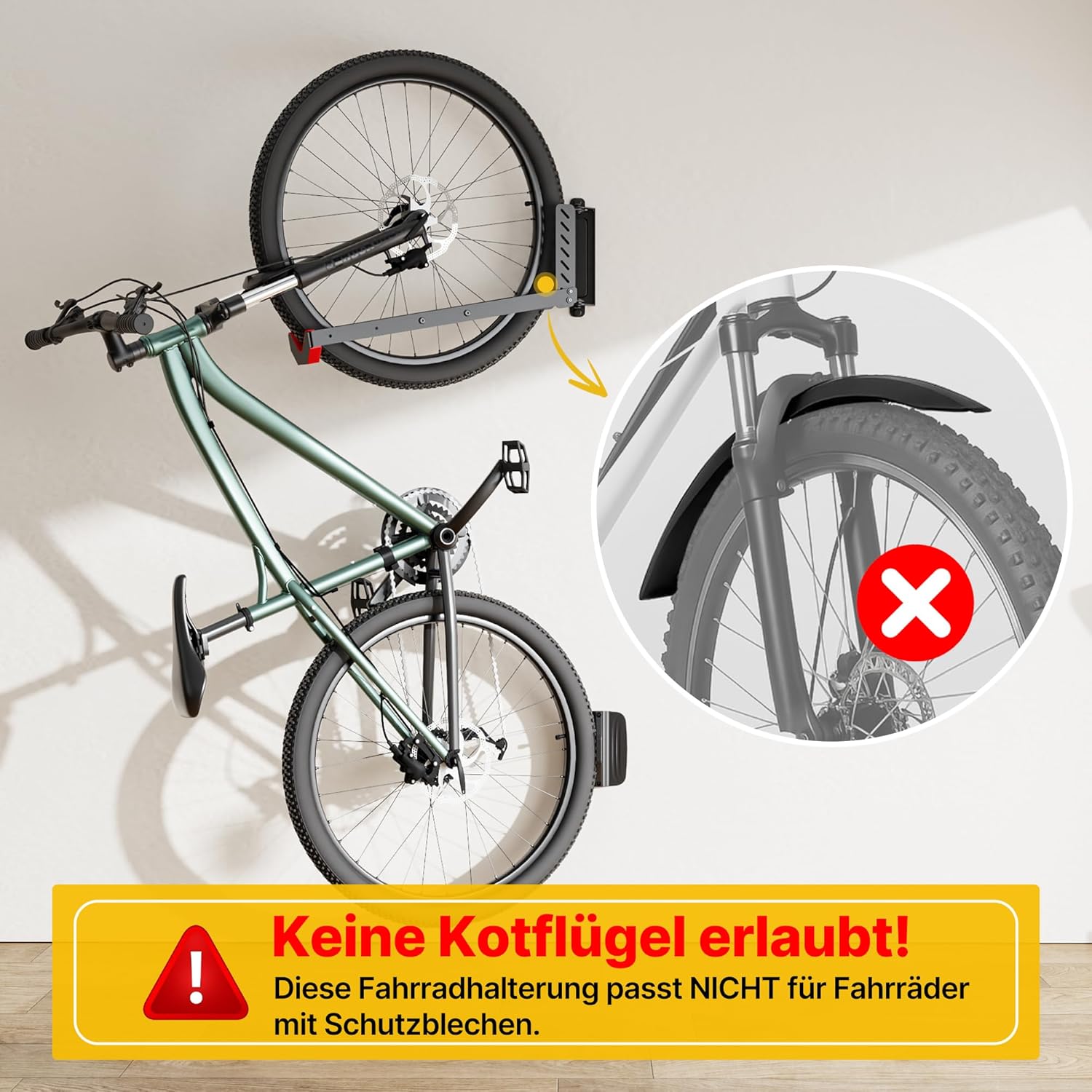 Detalle de monTEK Schwenkbare Fahrrad-Wandhalterung 35 kg