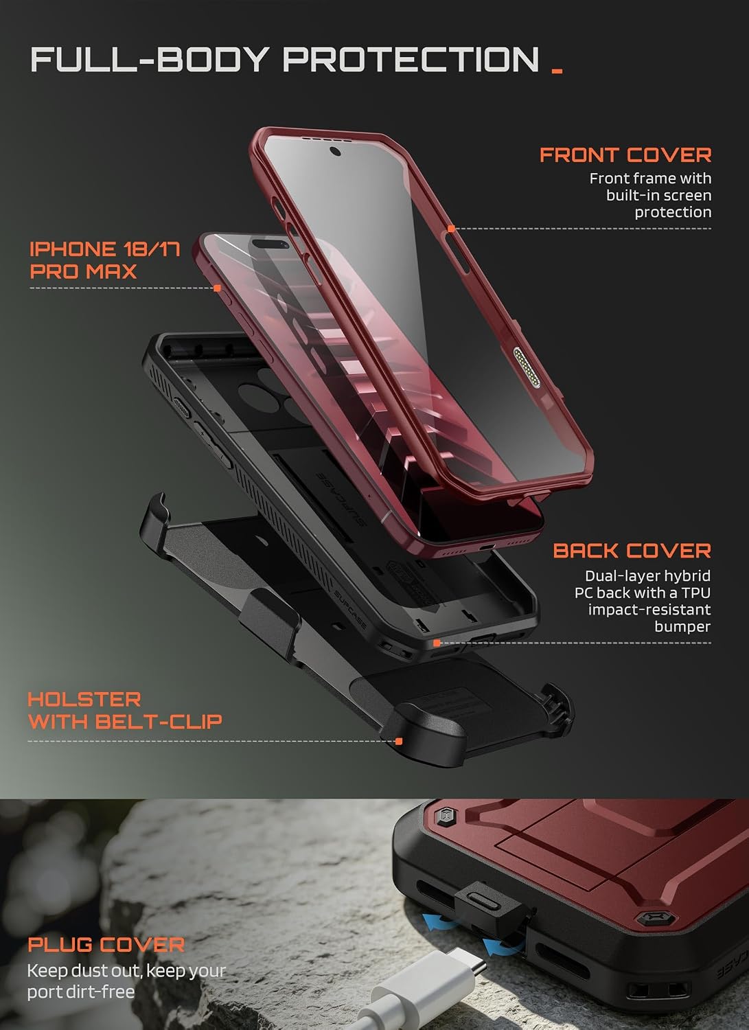 Thumbnail 5 de SUPCASE iPhone case, Burgundy