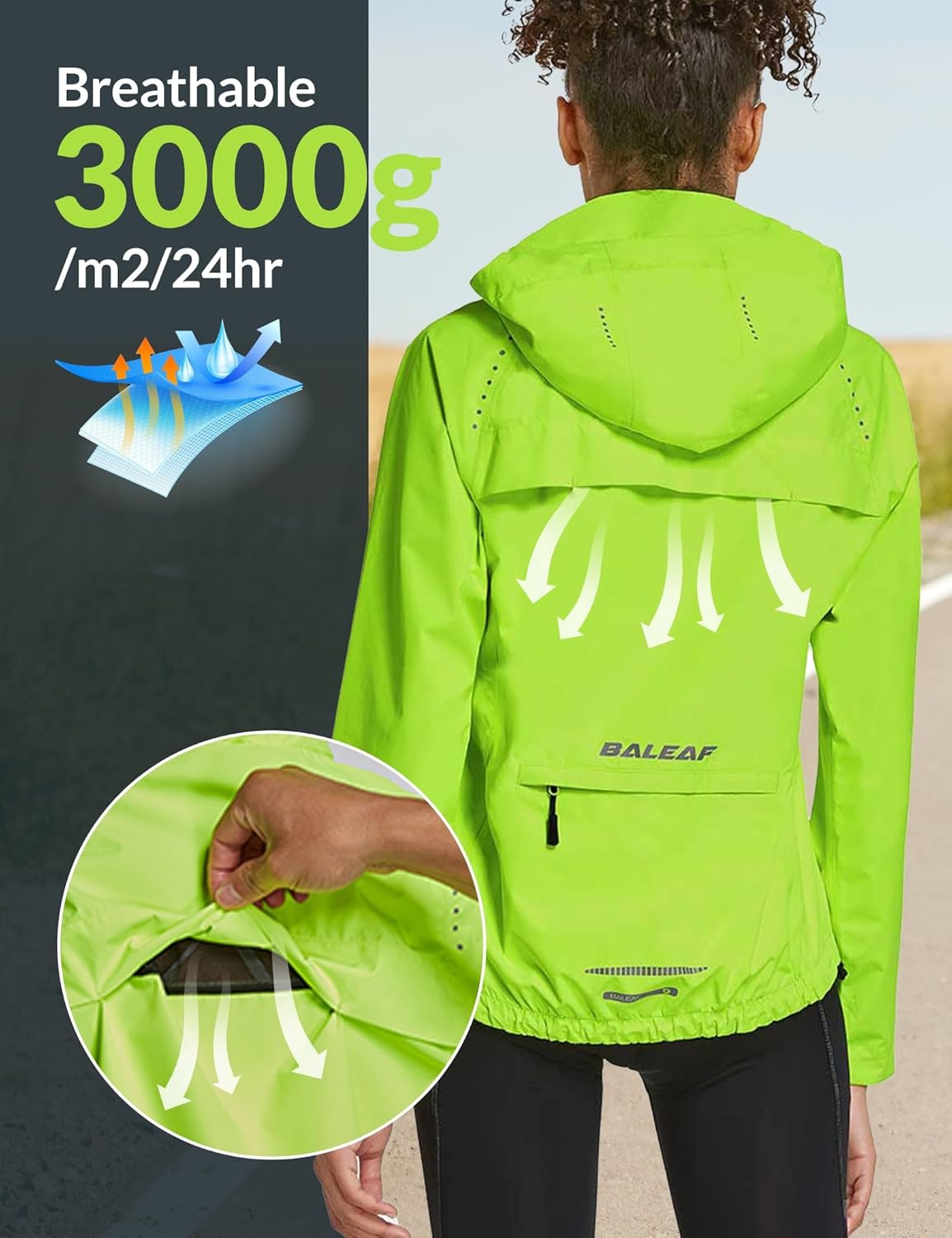 Thumbnail 3 de baleaf Damen Fahrradjacke Regenjacke wasserdicht & winddicht – atmungsaktive Outdoor-Windbreaker