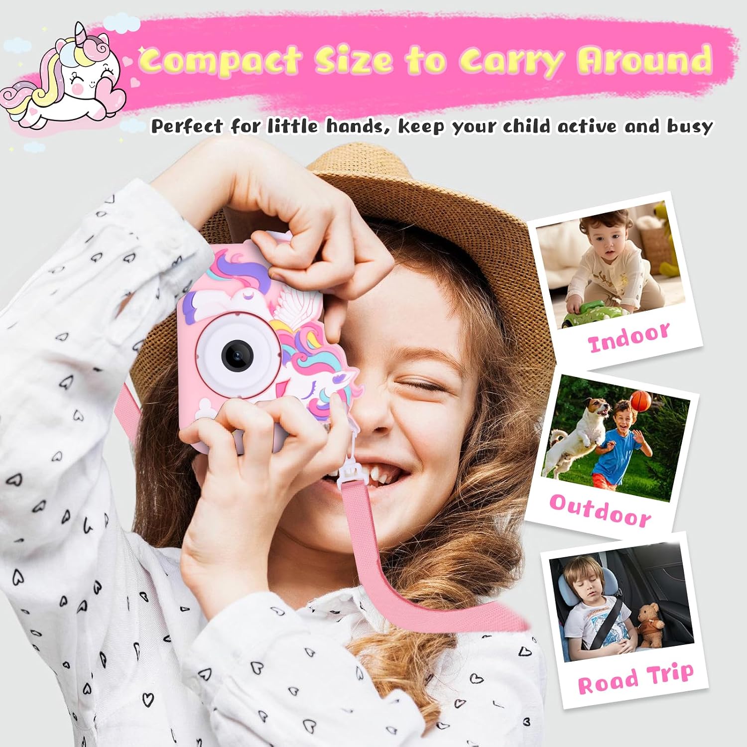 Thumbnail 3 de Envyvip X5 Kids' Digital Camera, Pink, 1080p Video and 32GB SD Card