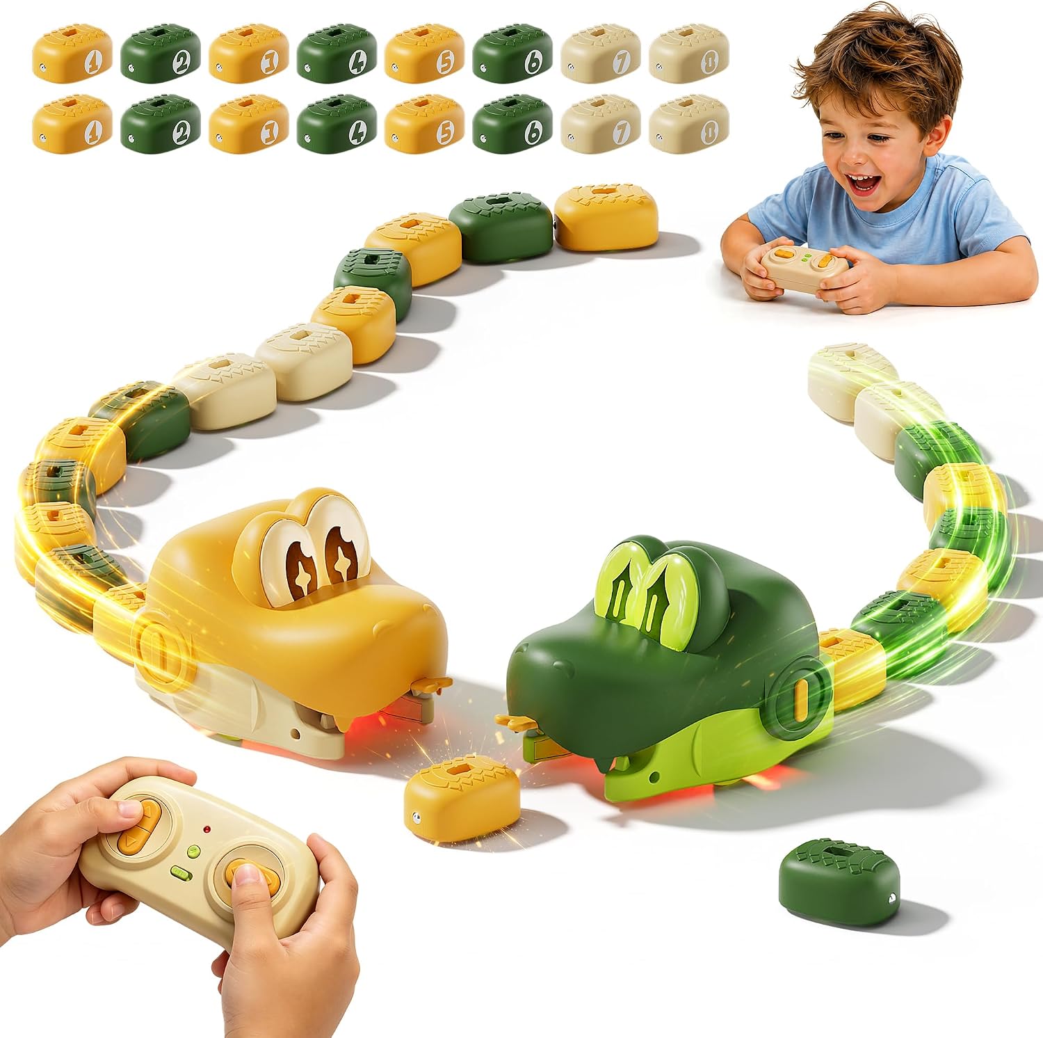 Detalle de NAUGHTY PANDA QC-2026Y2 Remote Control Snake Toy, 2.4GHz, Magnetic Blocks
