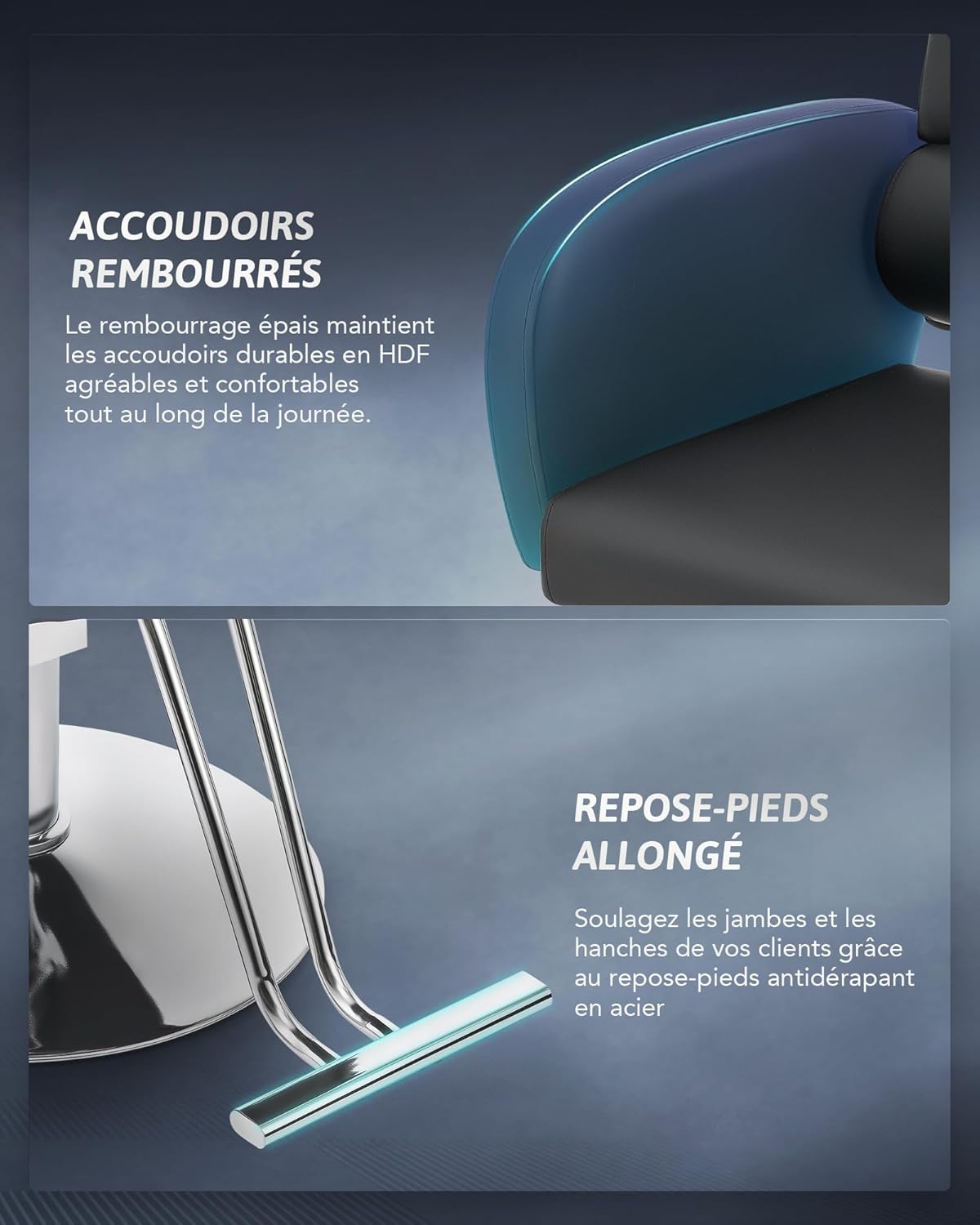 Thumbnail 5 de CO-Z fauteuil de coiffure professionnel noir, pompe hydraulique et hauteur réglable jusqu’à 15 cm
