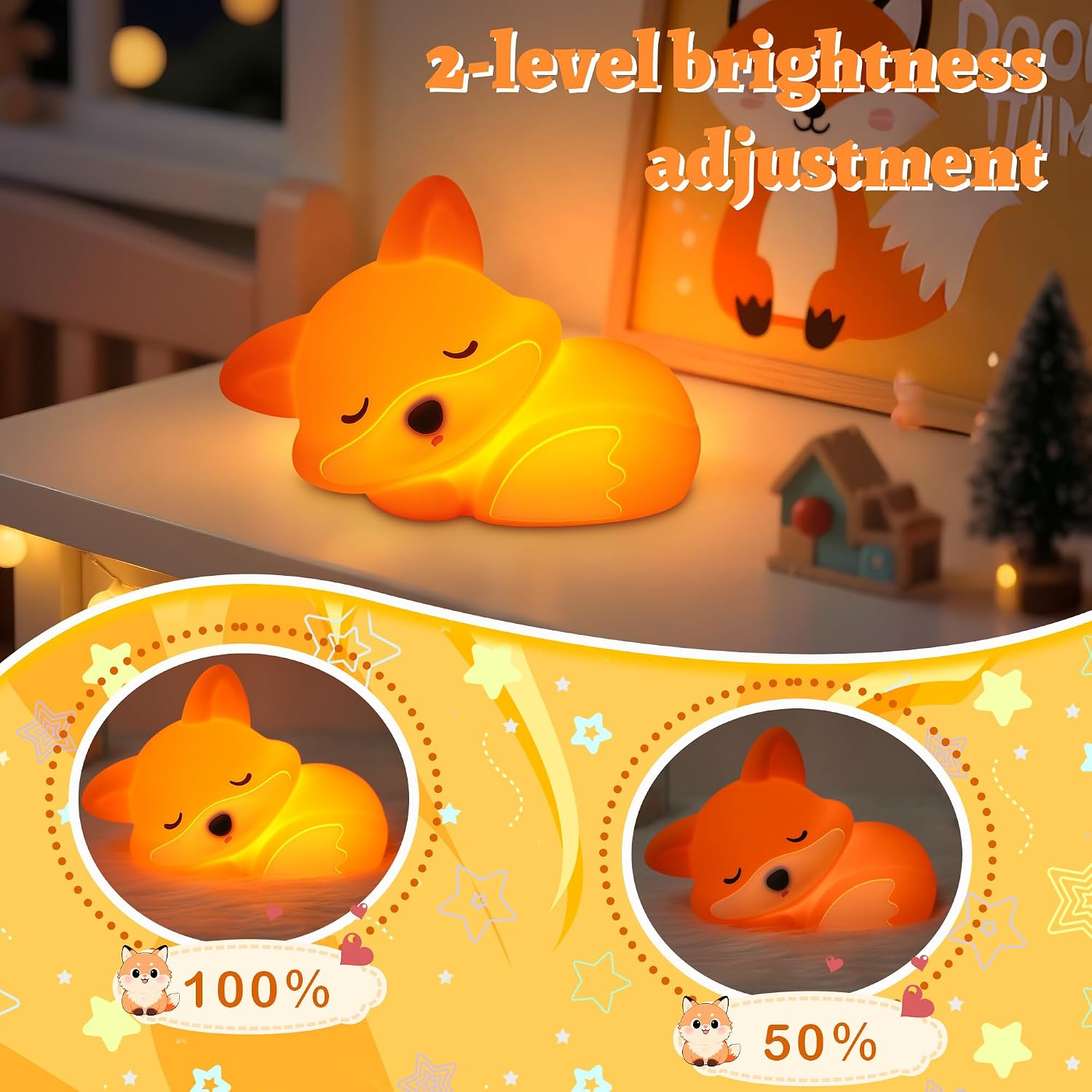 Detalle de Fuchs Lampe – Niedliches Fox Nachtlicht aus Silikon, dimmbar mit Schlaf-Timer