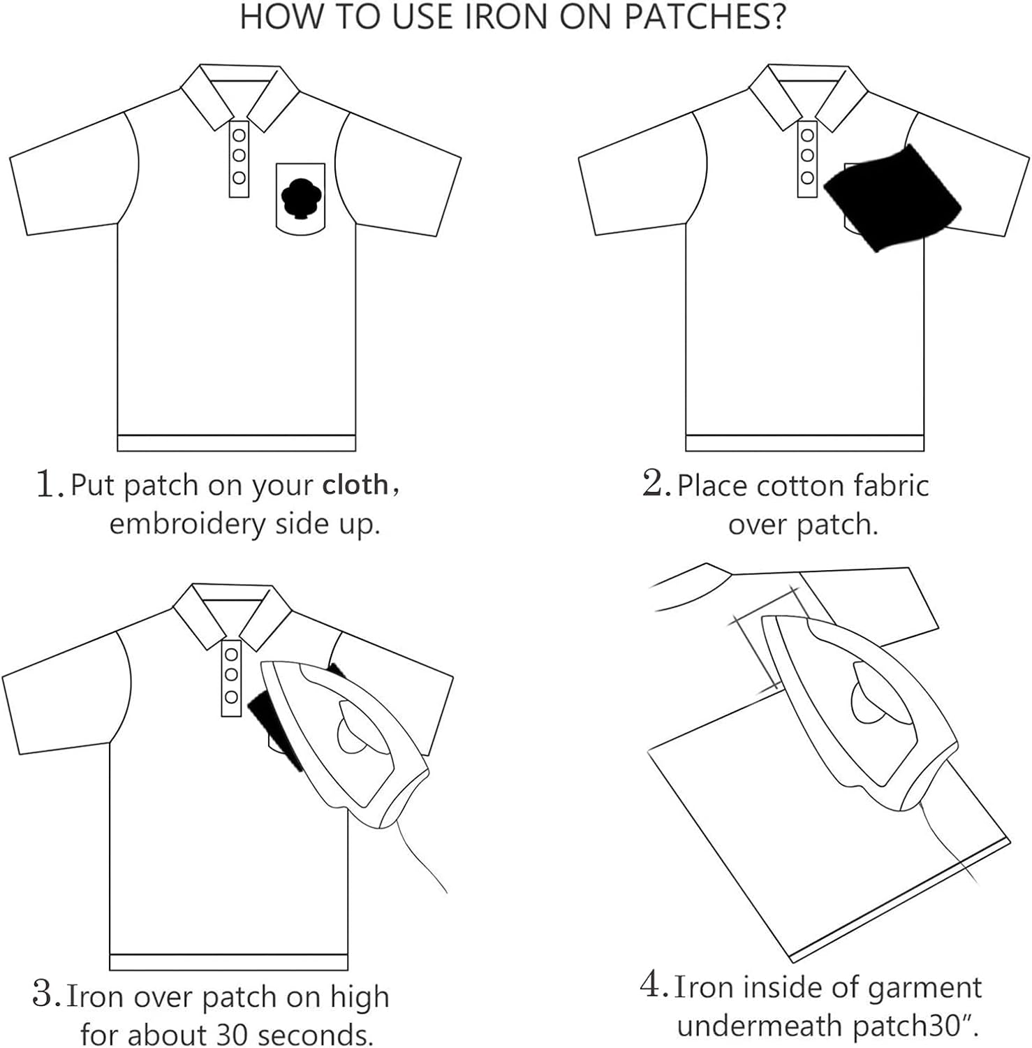 Detalle 2 de J.CARP White 6 Embroidered Iron-On Number Patches, 5-Piece Set
