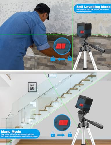 Detalle de RockSeed LV1G nivel láser verde autonivelante con líneas cruzadas y giro 360°