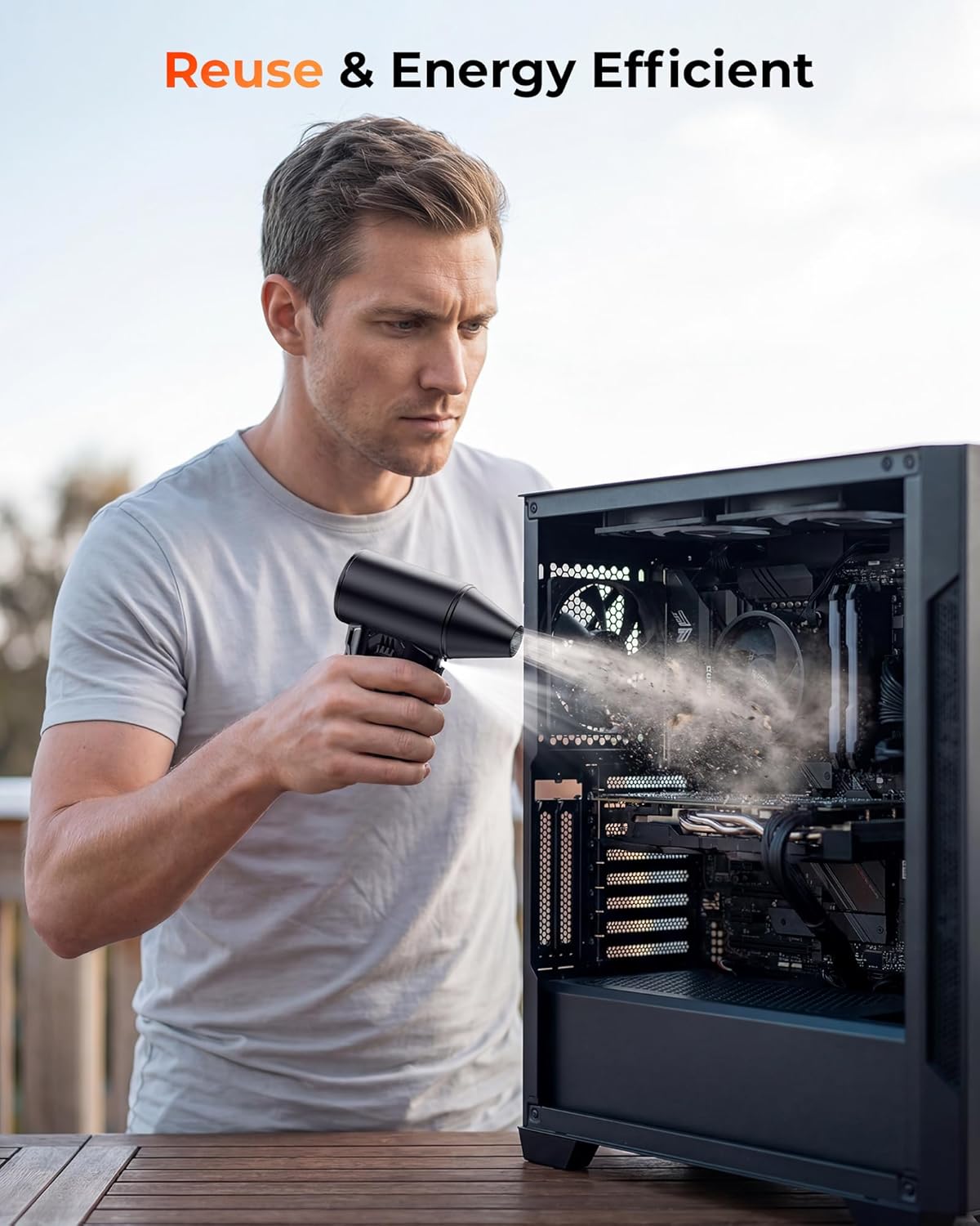 Thumbnail 5 de Compressed Air Duster TF02 (Black) — 110,000 RPM Brushless Cordless Electric Air Blower with 3 Speeds