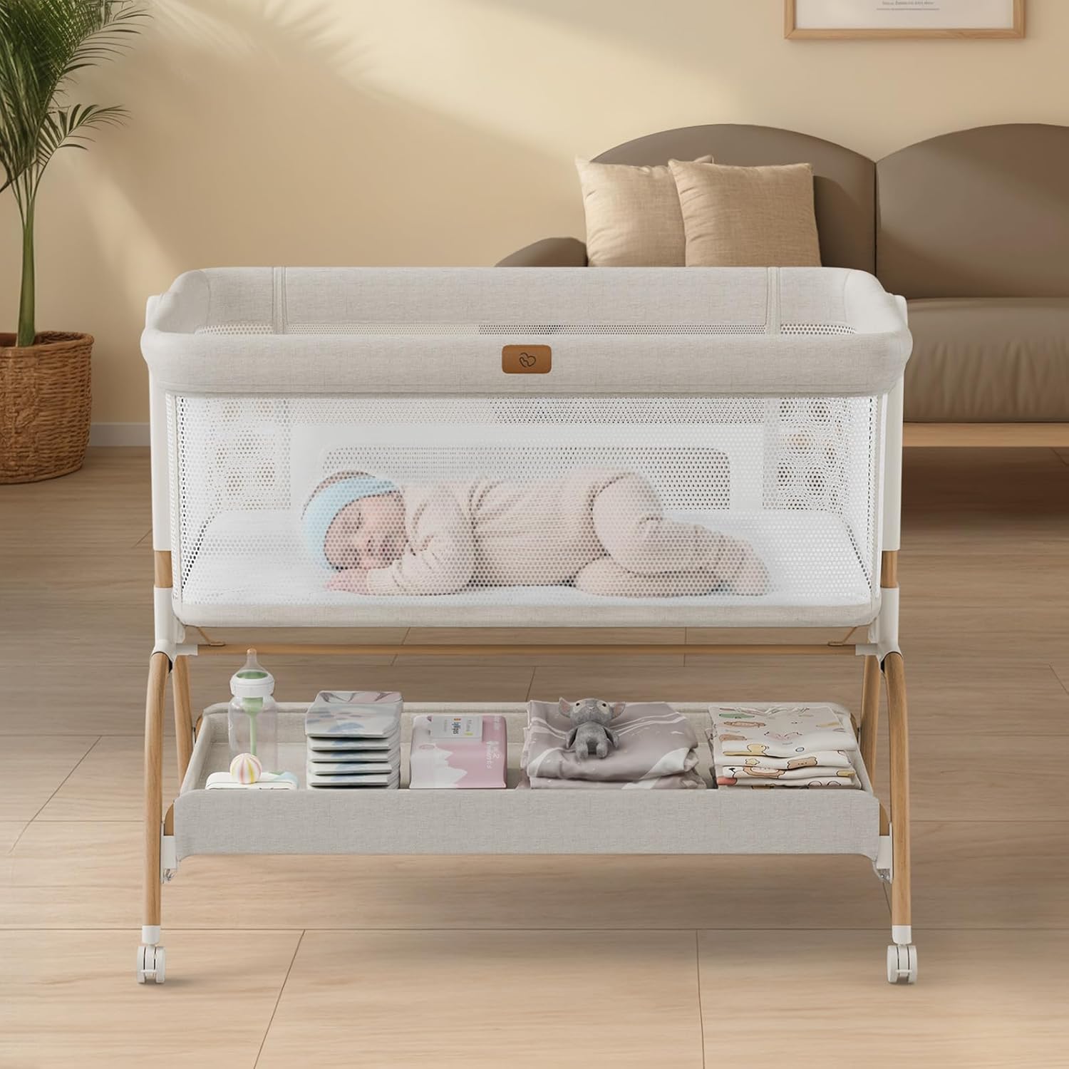 Baby Bassinet Bedside Crib 3-in-1 Bassinet