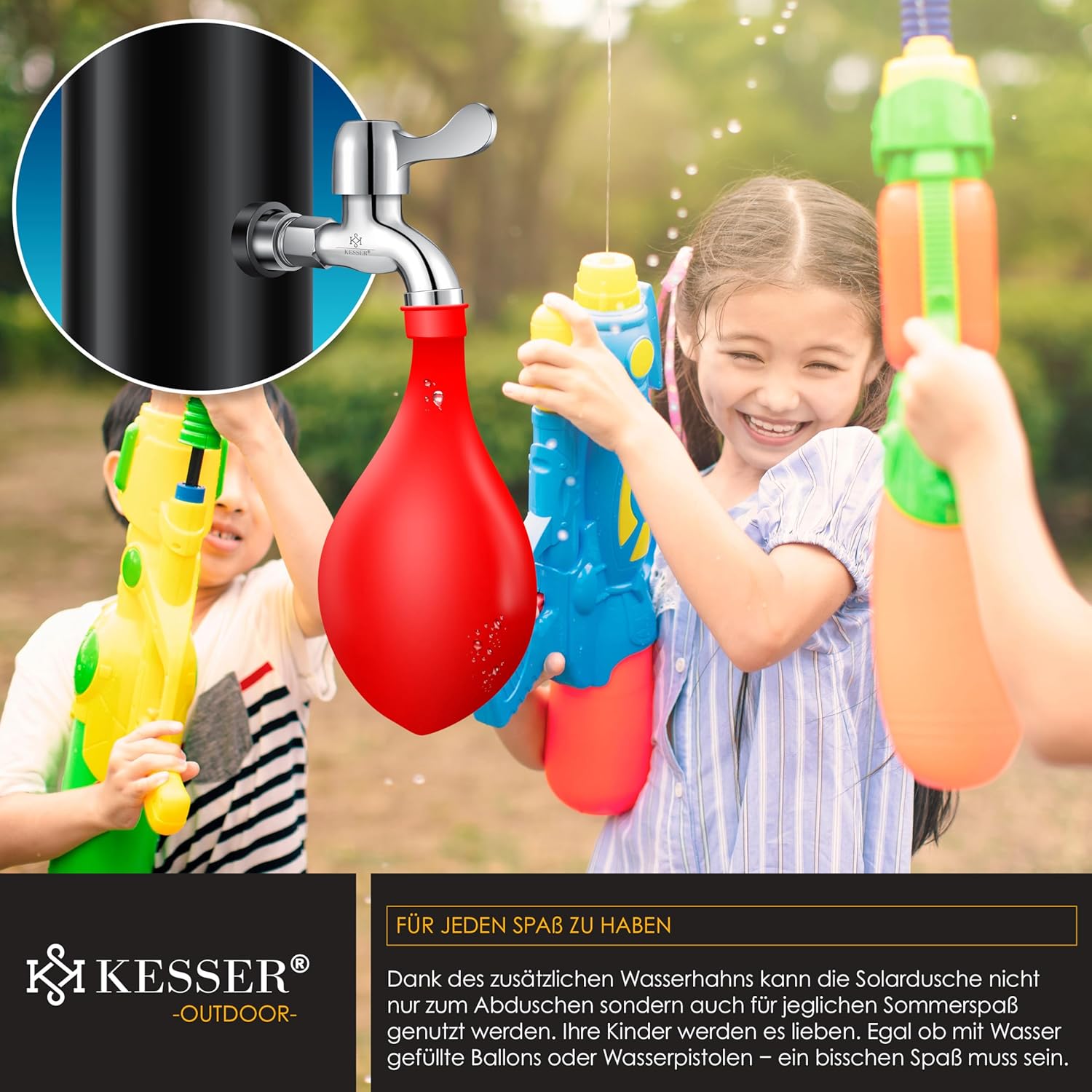 Thumbnail 5 de KESSER Solar-Gartendusche Bogen mit Schutzhaube – 20L/35L, warm bis 60 °C, Regenduschkopf, Wasserhahn, Gartenschlauch-Anschluss
