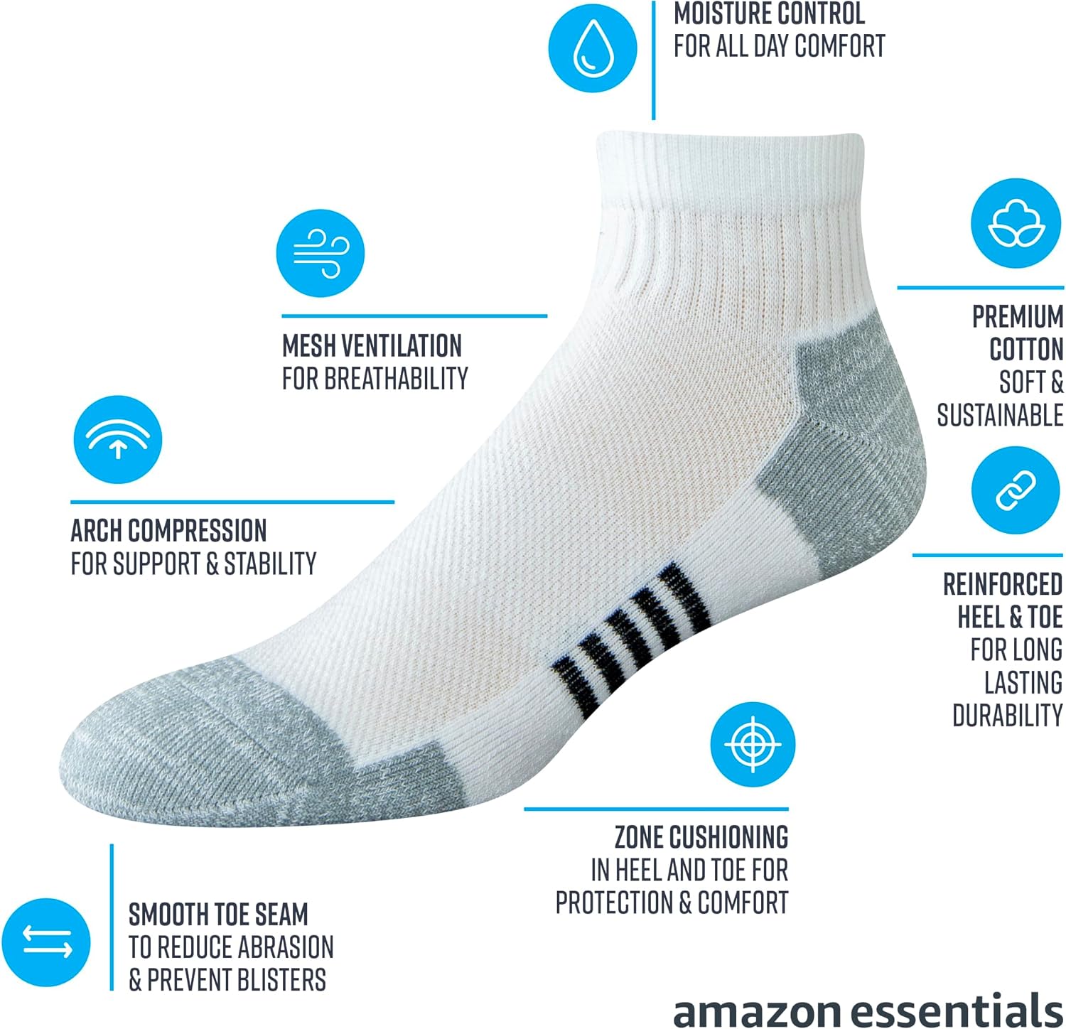 Detalle 2 de Amazon Essentials Chaussettes athlétiques Homme