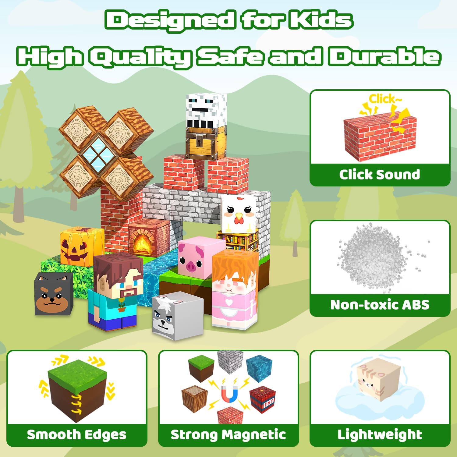 Thumbnail 5 de SSAWER Magnetic Blocks 48PCS: Forest House Set for 3+ Kids
