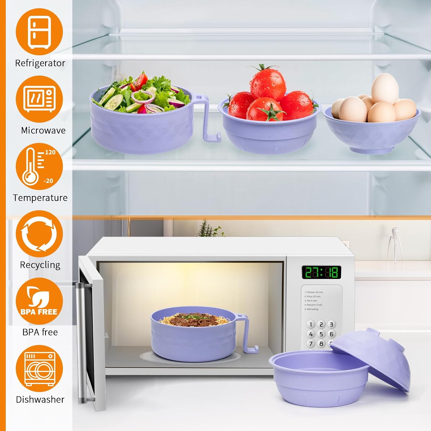 Detalle de MUUBOOX Ramen Cooker: Microwave Ramen Bowl with Built-In Drain and Phone Stand