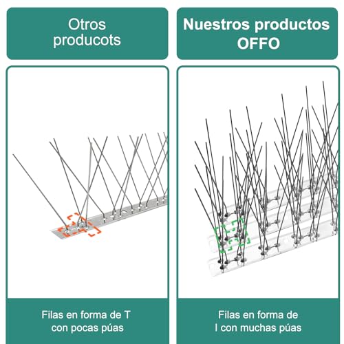 Thumbnail 1 de OFFO Pinchos Antipalomas de Acero Inoxidable 100 mm | Solución duradera para balcones y fachadas
