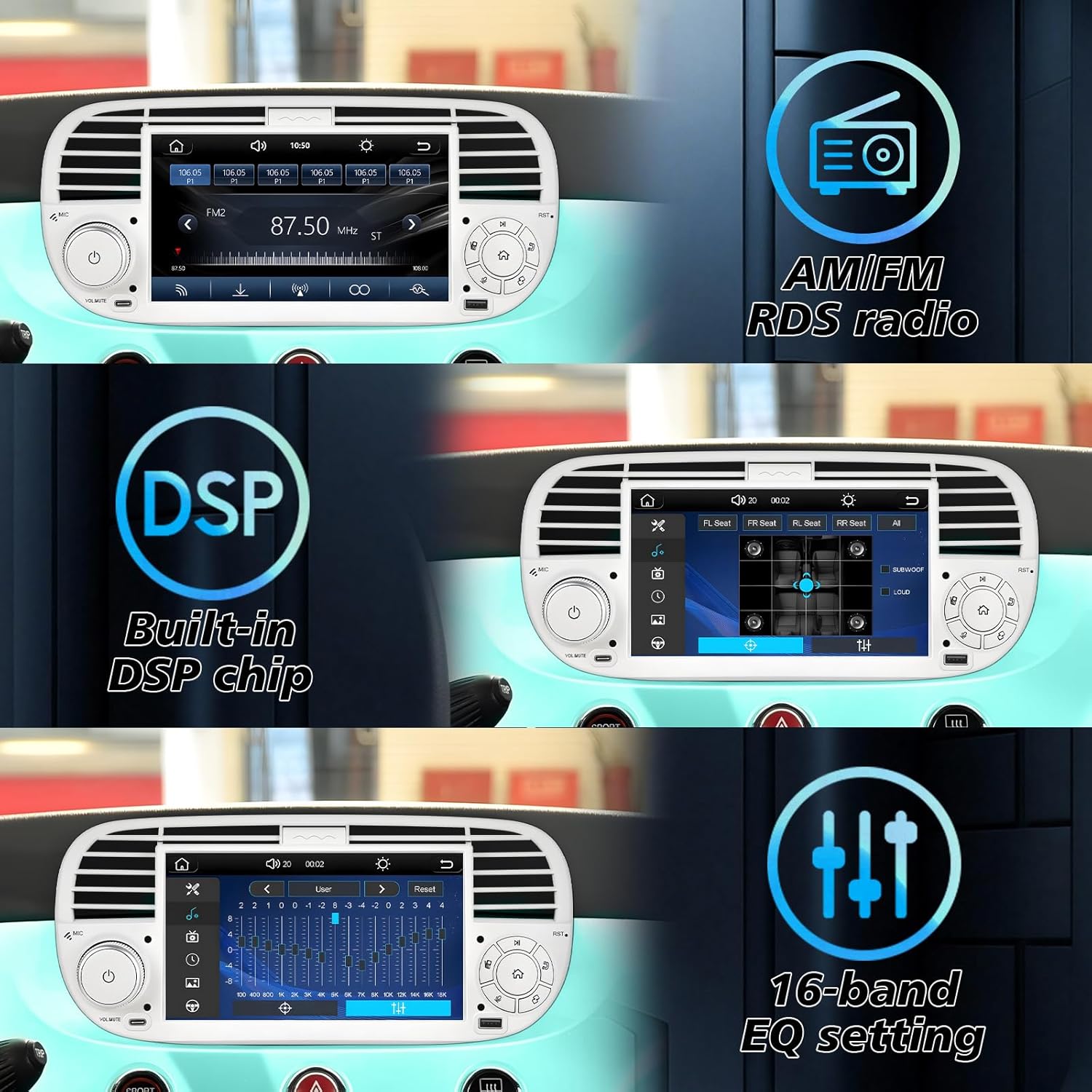 Thumbnail 4 de Autoradio Fiat 500 7 pollici CarPlay