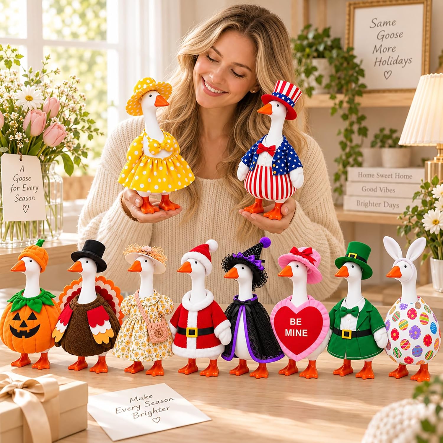 Detalle de SECVOY Desk Goose Outfits 10-Piece Seasonal Set for 7-Inch Desk Geese