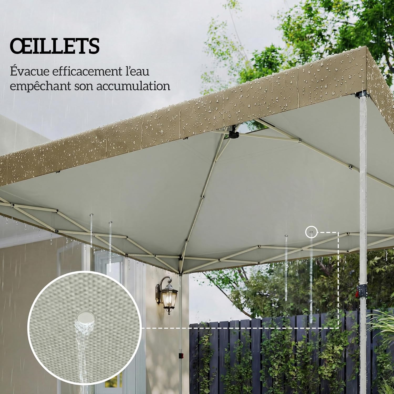 Thumbnail 6 de Outsunny Toile de Rechange pour Tonnelle 3 x 3 m – crème, UV50+, avec double ventilation et drainage