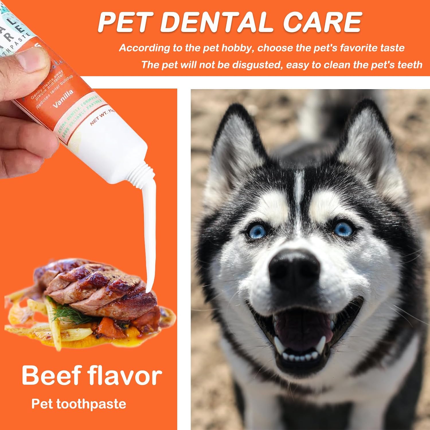 Detalle de Dog Dental Care Set with Beef Toothpaste