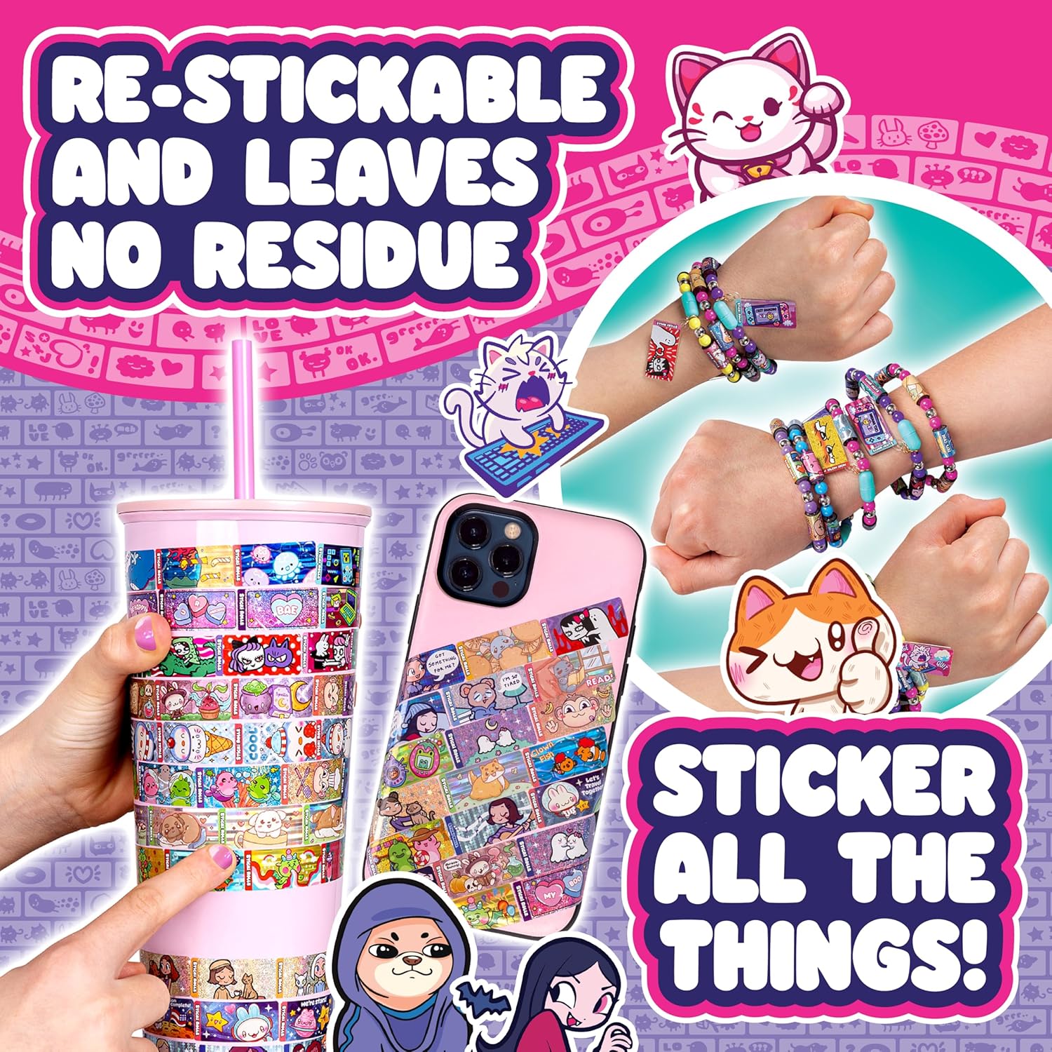 Thumbnail 5 de Sticki ROLLS Sticki Bands wearable sticker bracelet 🎨
