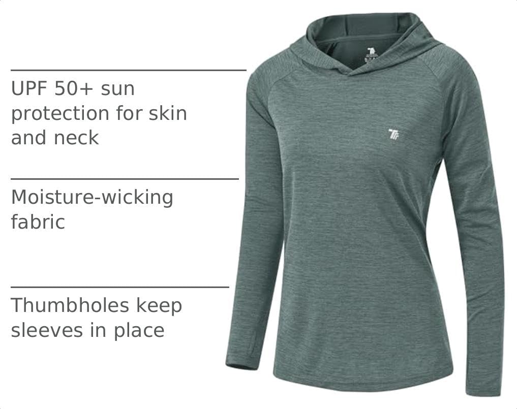 Detalle de TBMPOY Women’s UPF 50+ Sun Protection Hoodie Long Sleeve (Lightweight Outdoor UV Shirt)